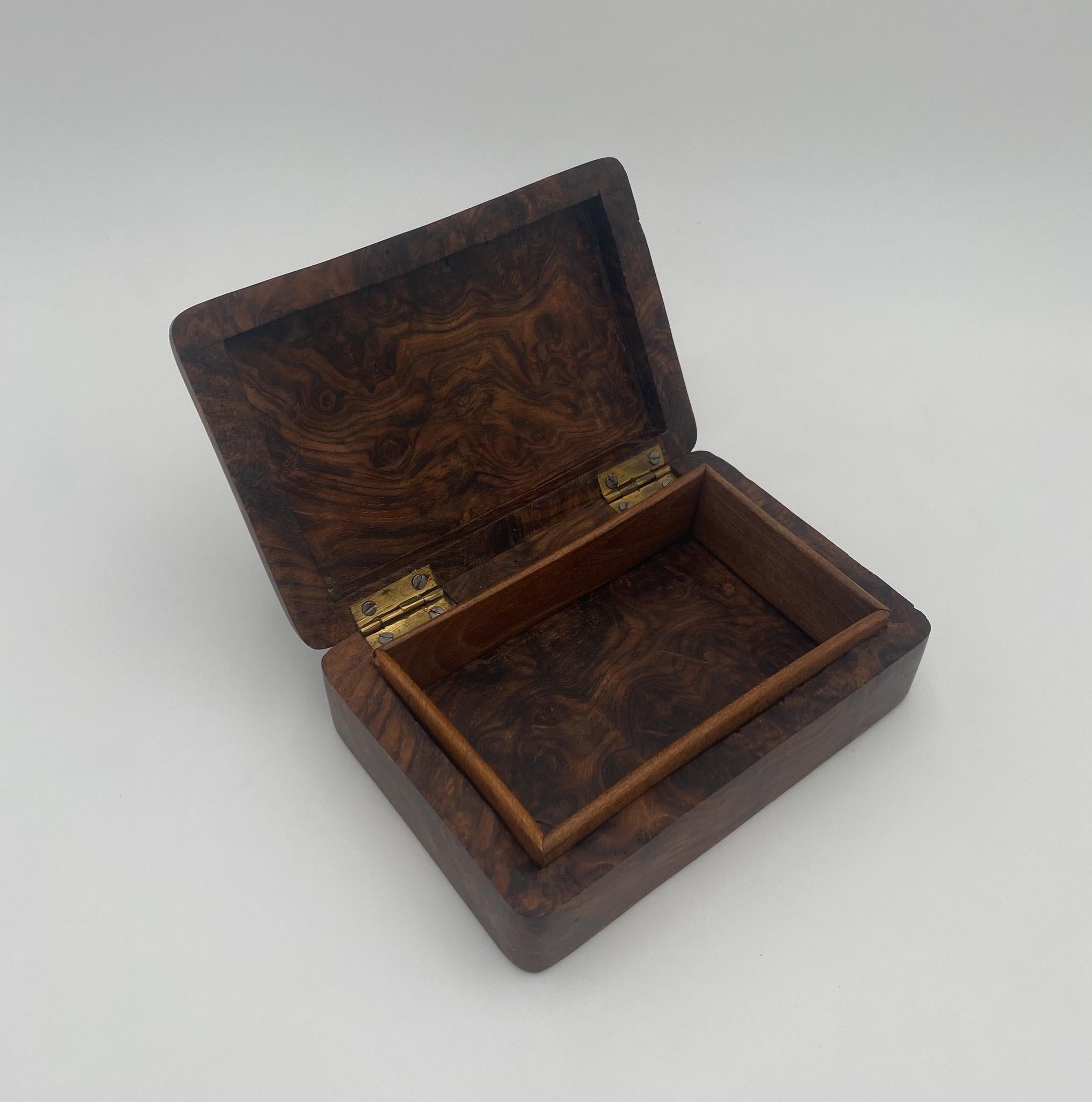 Hand Crafted Burl Walnut Wood Box, 1970's  For Sale 1