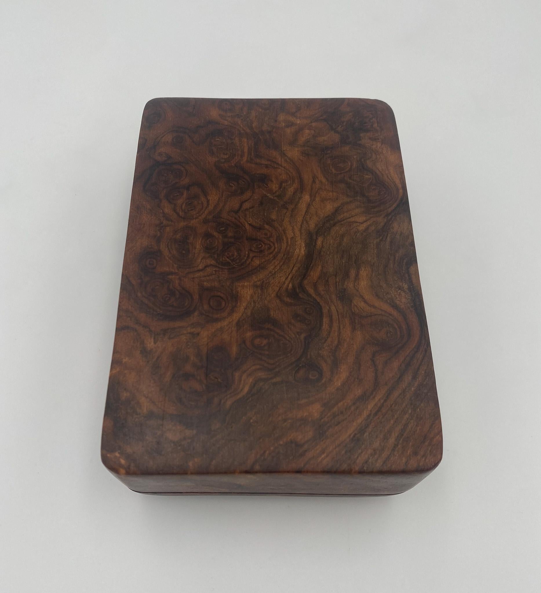 Hand Crafted Burl Walnut Wood Box, 1970's  For Sale 4