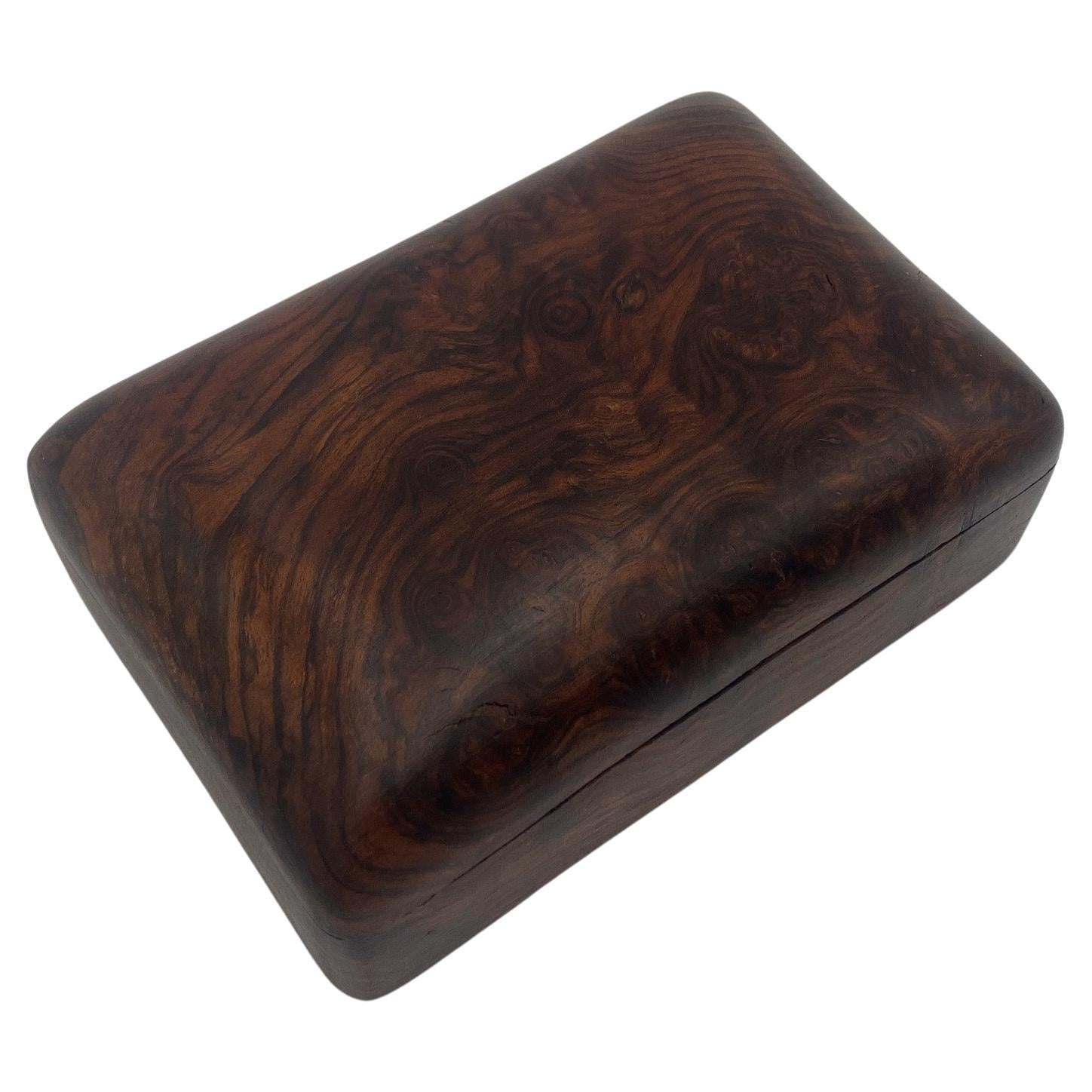 Hand Crafted Burl Walnut Wood Box, 1970's 