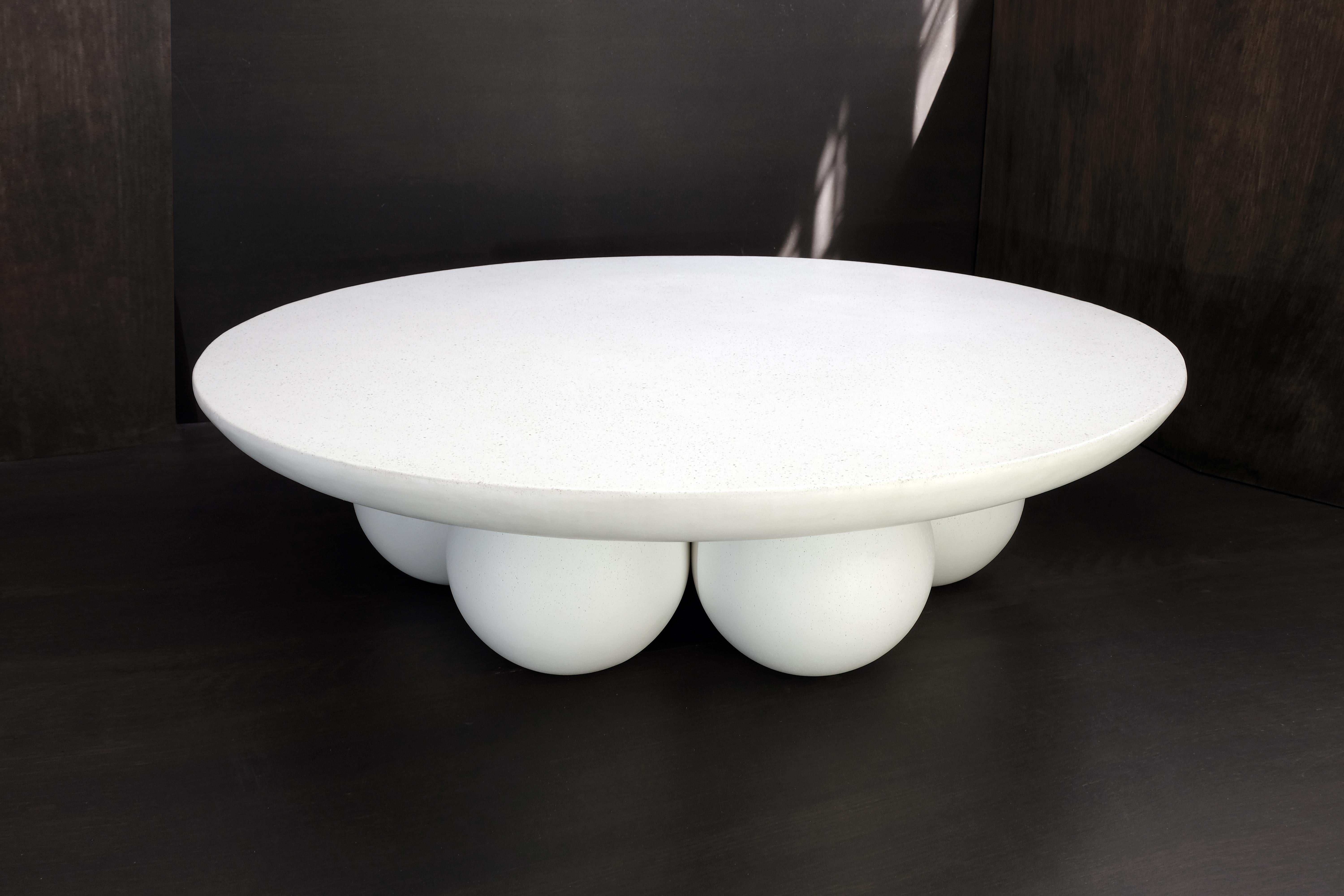 Greek Organic Modern Round Coffee Table 'PIEDI' Handcrafted by Alentes Atelier For Sale