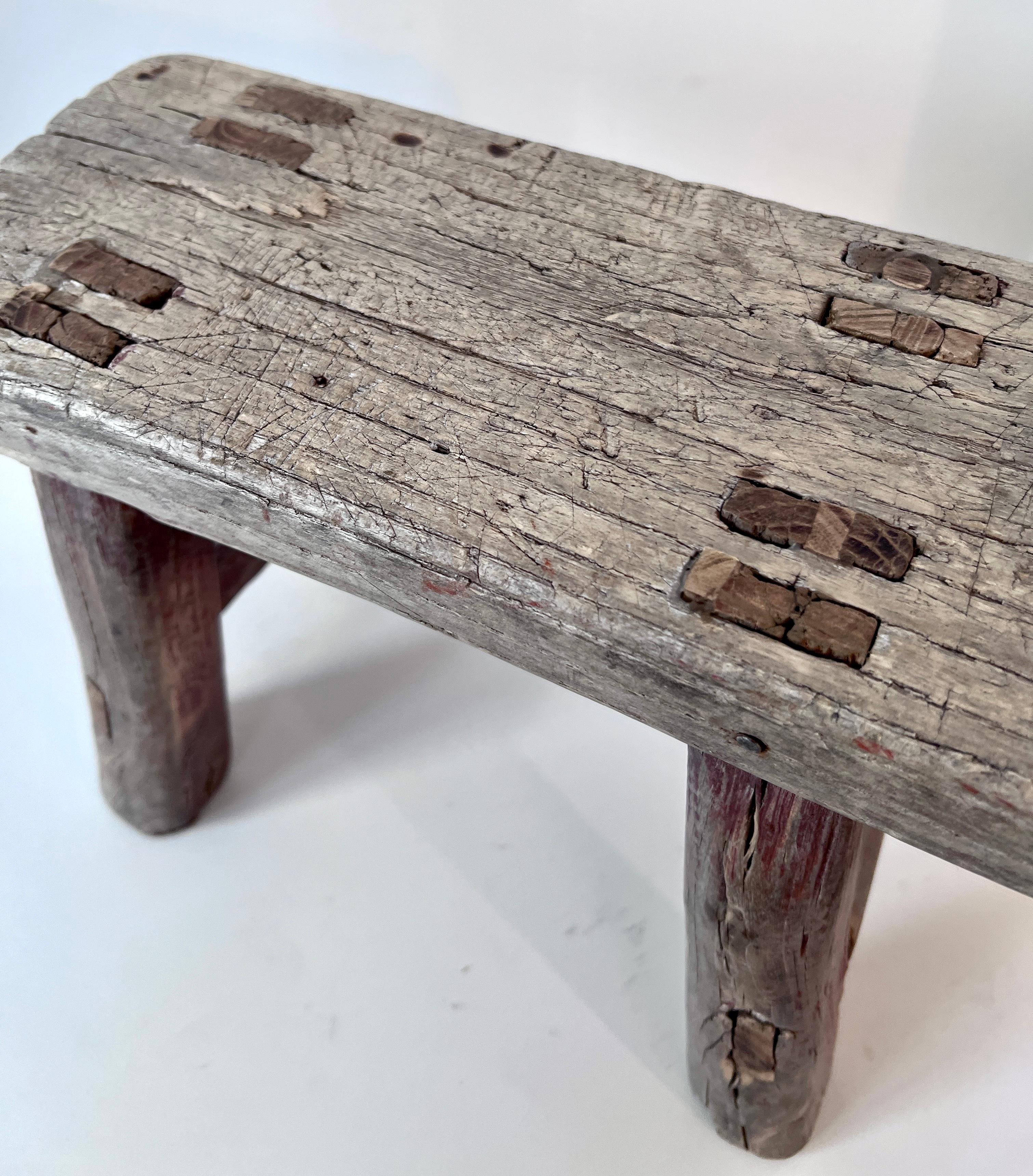 20th Century Hand Crafted Chinese Elm Wood Stool  For Sale