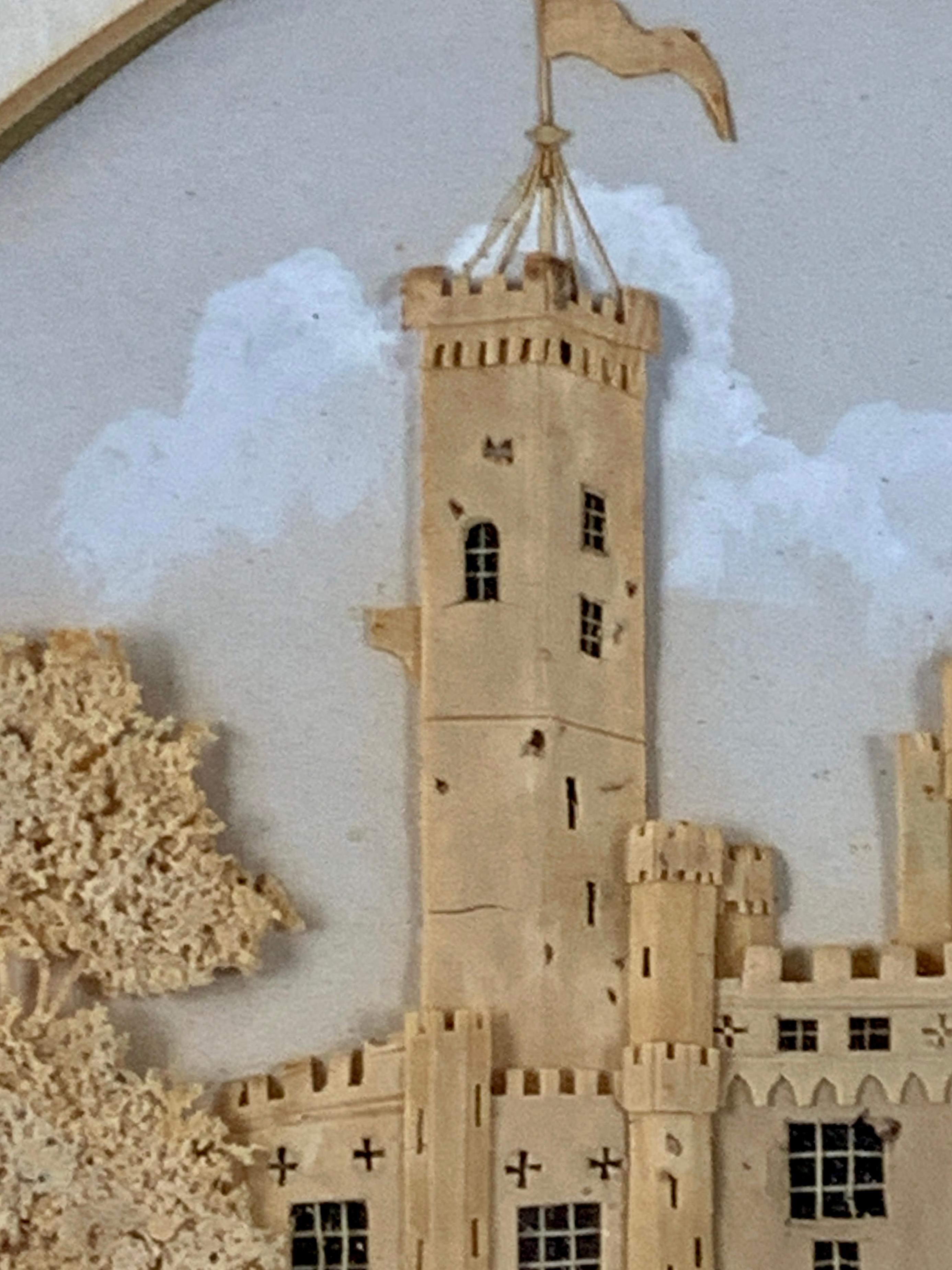 Romantic Hand Crafted Cork Work Diorama with English Castle made Mid 19th Century For Sale