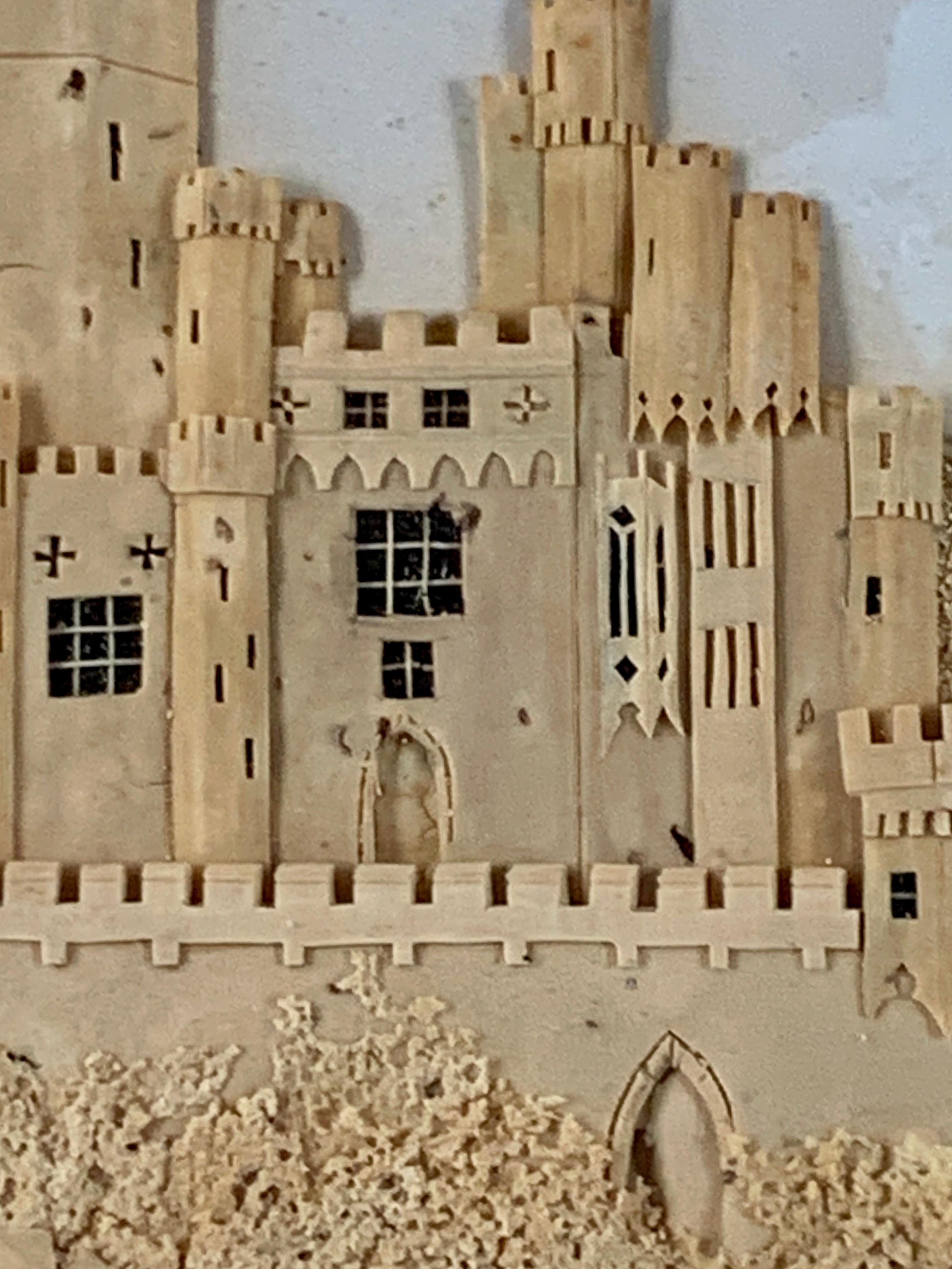 Hand-Crafted Hand Crafted Cork Work Diorama with English Castle made Mid 19th Century For Sale
