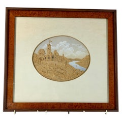 Antique Hand Crafted Cork Work Diorama with English Castle made Mid 19th Century
