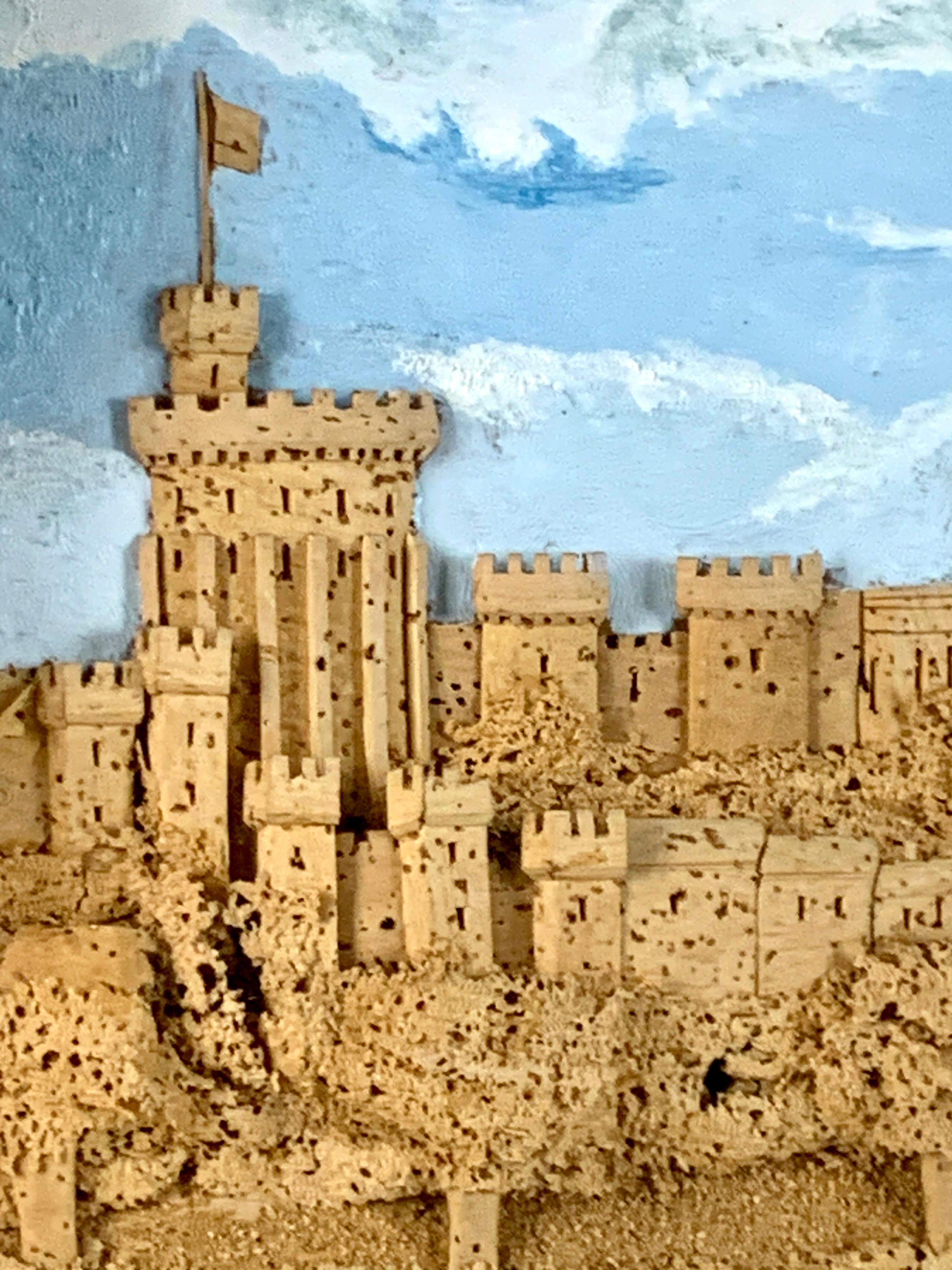 Hand-Crafted Corkwork Showing a Romantic View of an English Castle In Good Condition For Sale In Katonah, NY