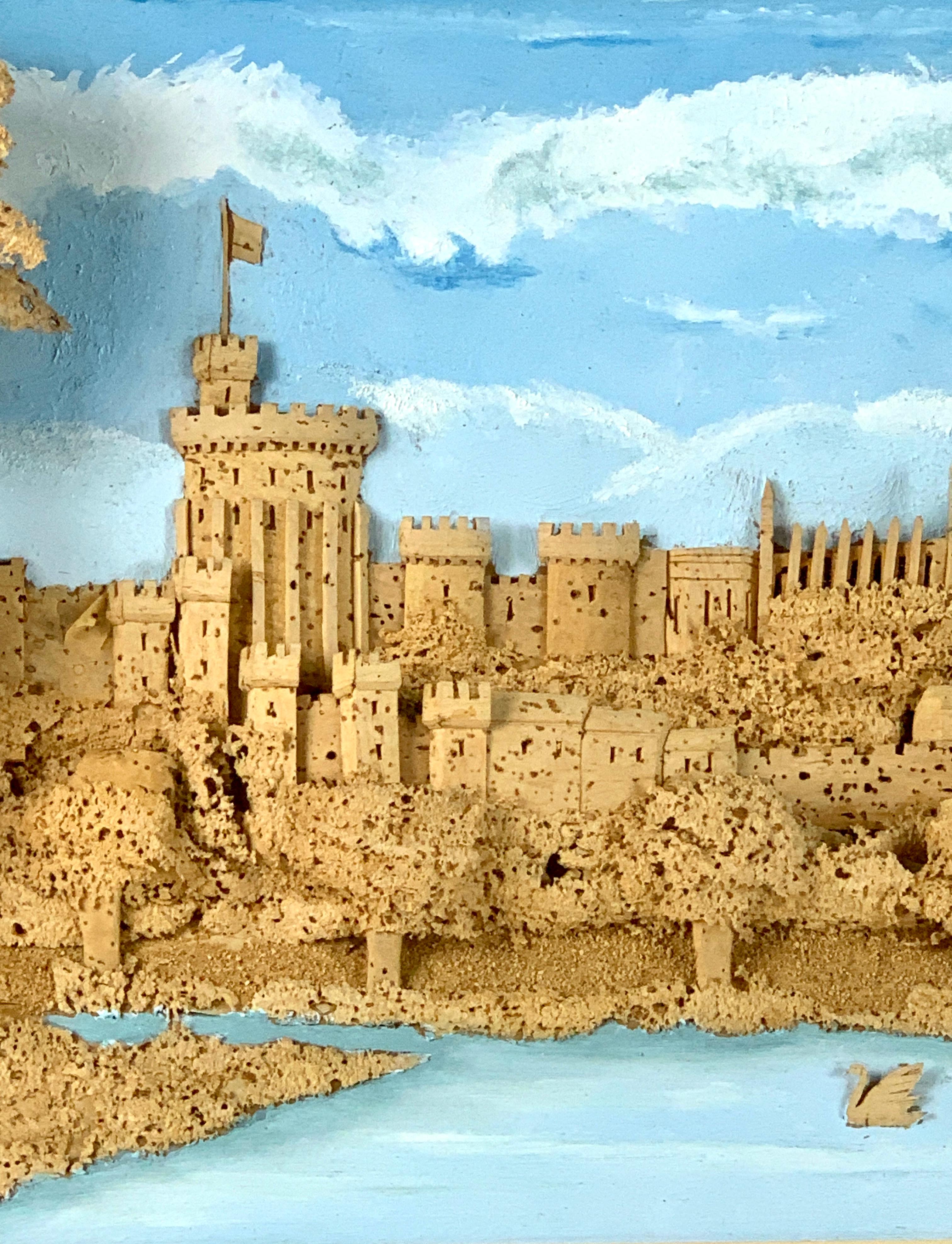 Hand-Crafted Corkwork Showing a Romantic View of an English Castle For Sale 1