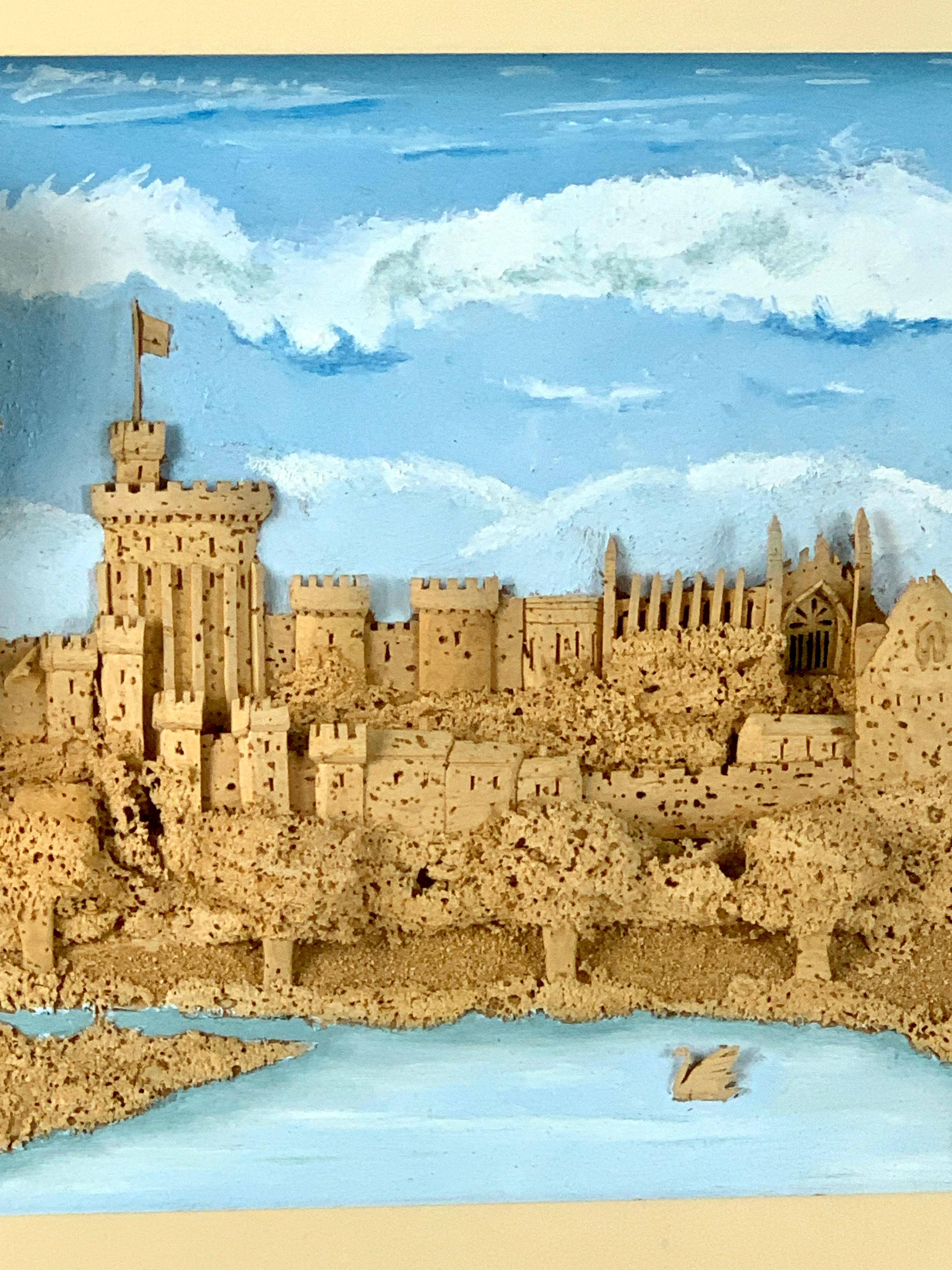 Hand-Crafted Corkwork Showing a Romantic View of an English Castle For Sale 2