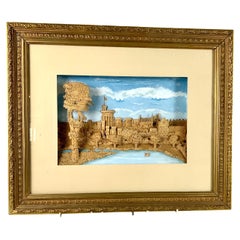 Hand-Crafted Corkwork Showing a Romantic View of an English Castle