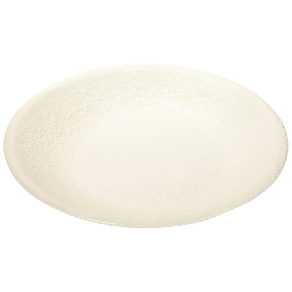 Handgefertigte große Schale aus cremefarbenem Geschirr mit Minimilistischem Design