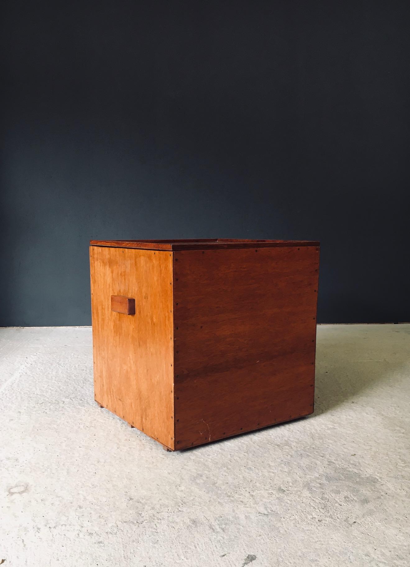 Other Hand Crafted Cubical Design Storage Box Side Table, Belgium 1950's For Sale
