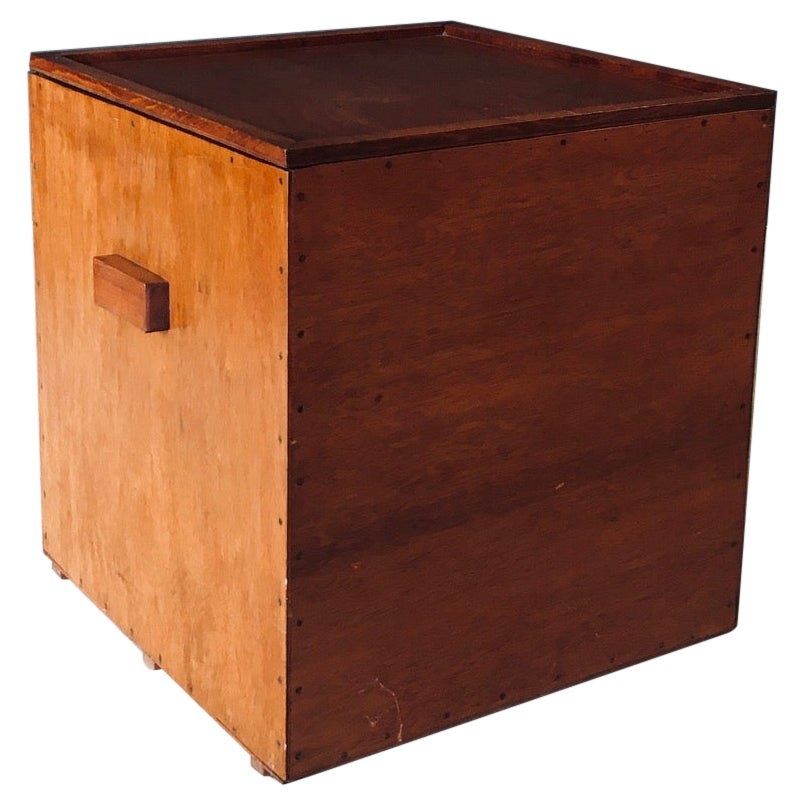 Hand Crafted Cubical Design Storage Box Side Table, Belgium 1950
s For Sale