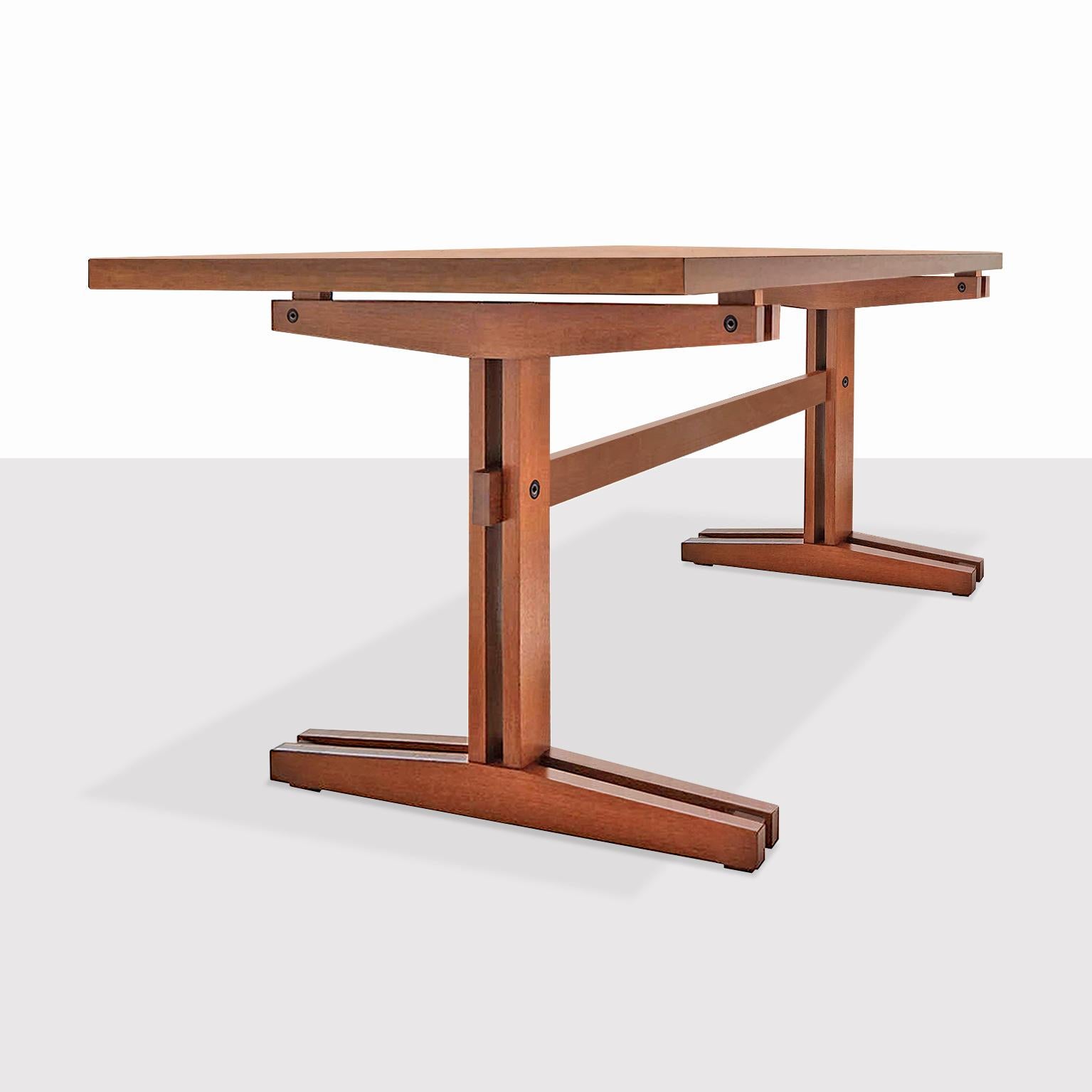 Modern Hand Crafted Dining Table/ Desk, Solid Wood And Veneer, Customizable For Sale