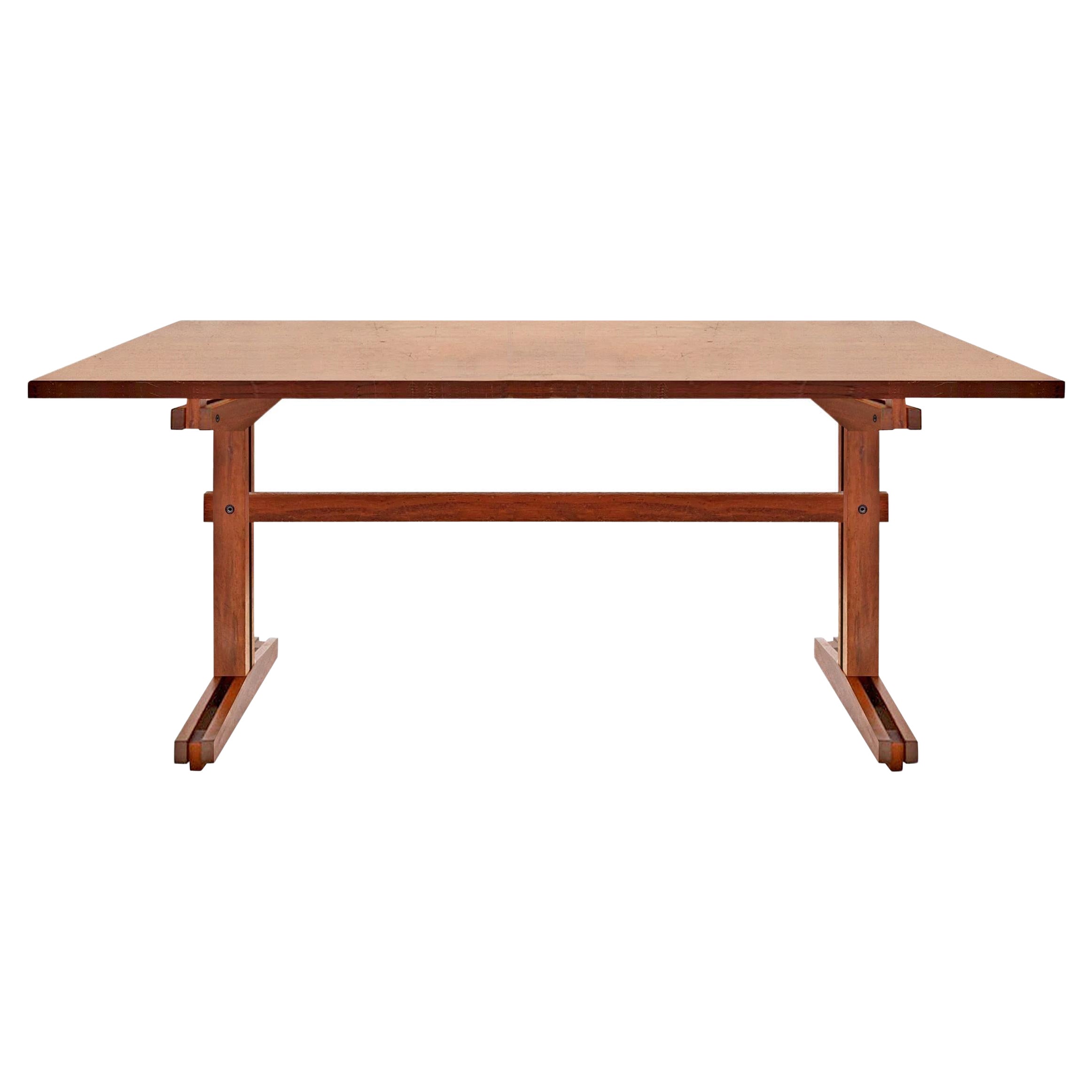 Tavolo da pranzo/scrivania realizzato a mano, in legno massiccio e impiallacciato, personalizzabile in vendita