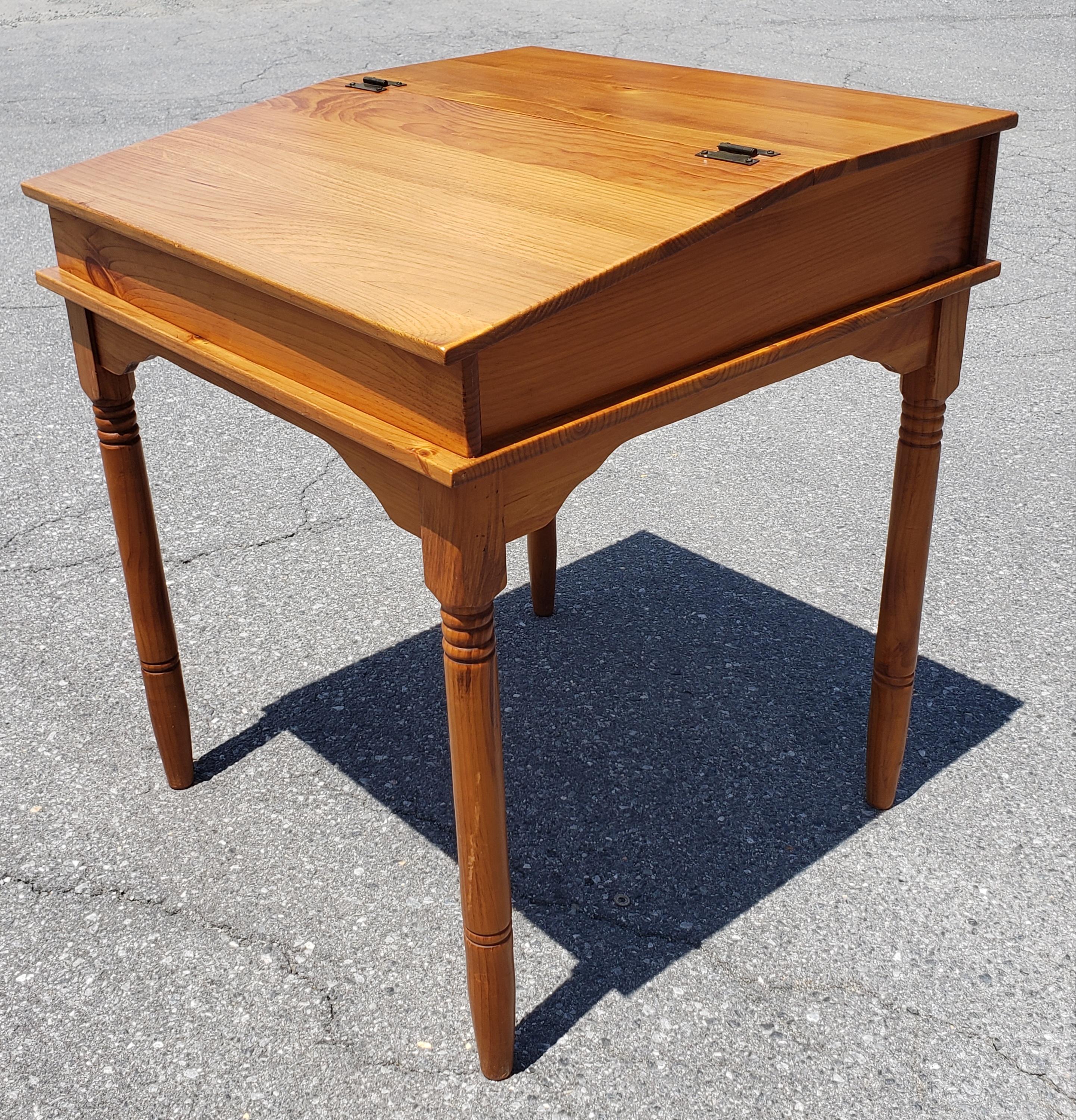 Hand-Crafted Early American Style Solid Pine Slant Front Writing Desk  For Sale 1
