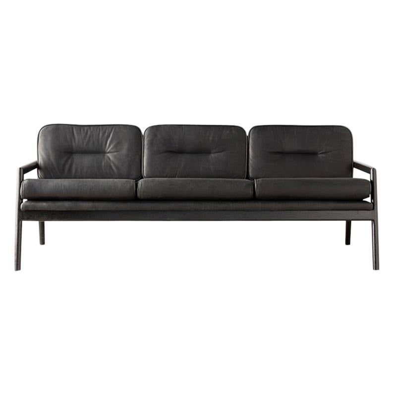 Handcrafted Ebonized Oak Moresby Sofa with Custom Linen or Leather Upholstery For Sale