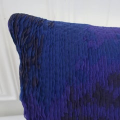 Handcrafted Embroidered Ribbon Work Pillow Ombré Navy Blue Electric Blue