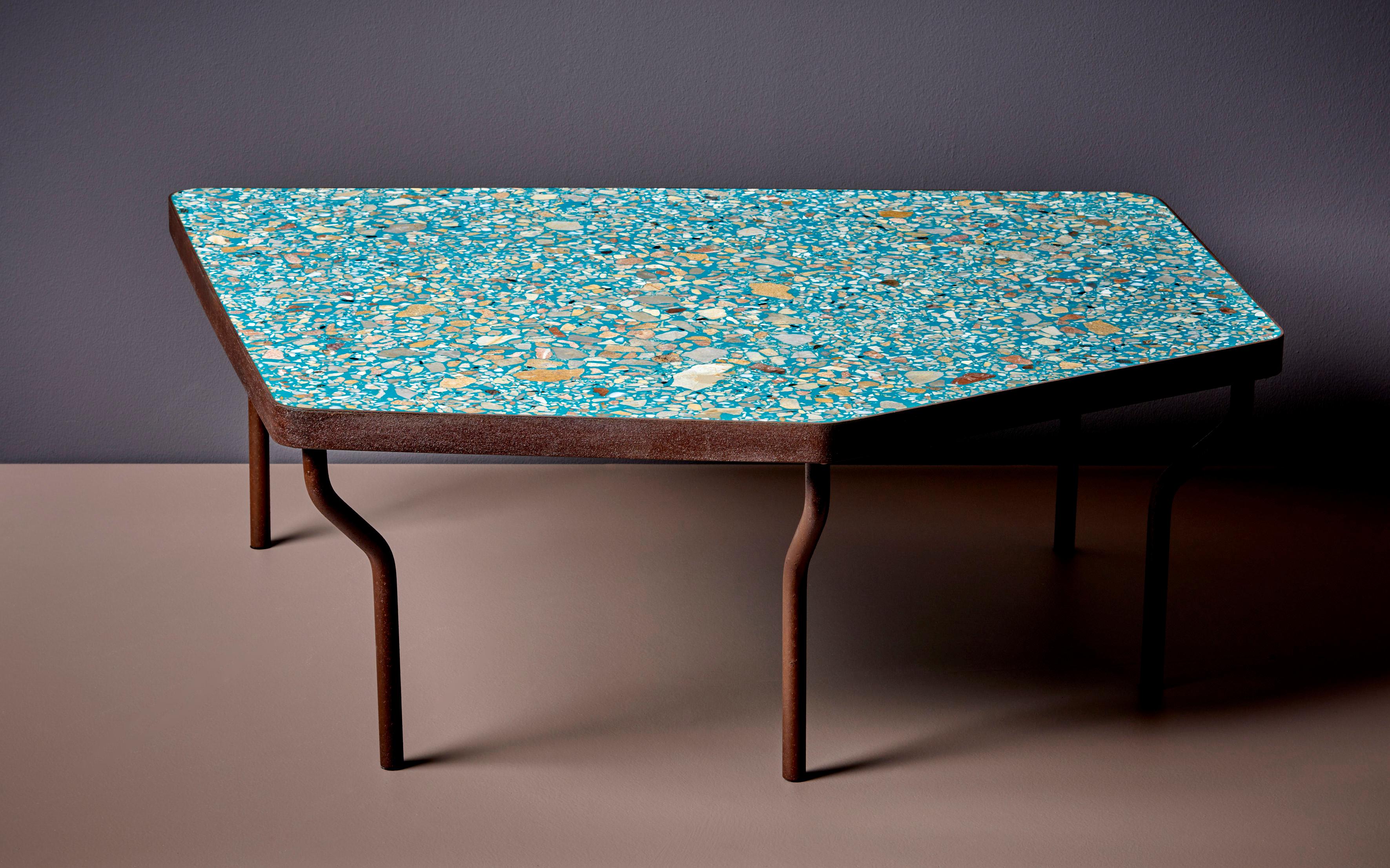 Each item made by Felix Muhrhofer is carefully hand-crafted and a unique, one-of-a-kind piece. Muhrhofer is an Austrian designer who primarily works with steel and terrazzo. His pieces, from coffee tables to bar counters, are all made by hand,