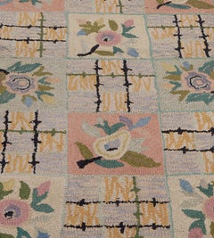 Hand-crafted Floral Mid-Century American Hooked Runner