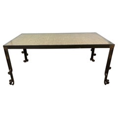 Hand Crafted French Iron Brutalist Dining, Console Table or Desk