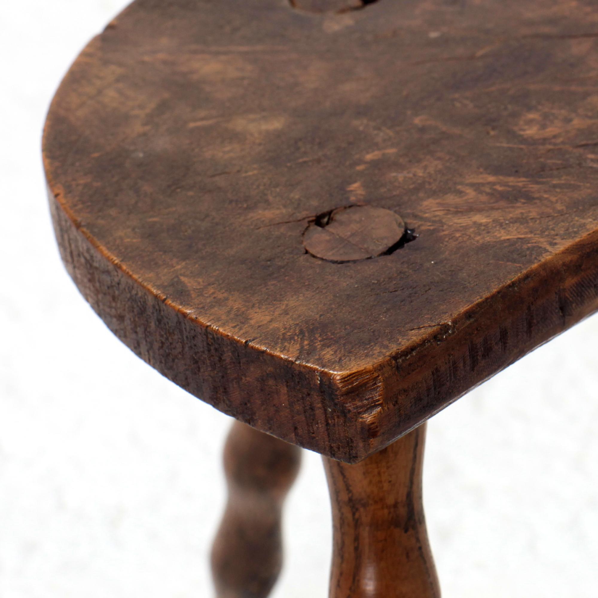 Hand Crafted French Brutalist Rustic Tripod Stool For Sale 9