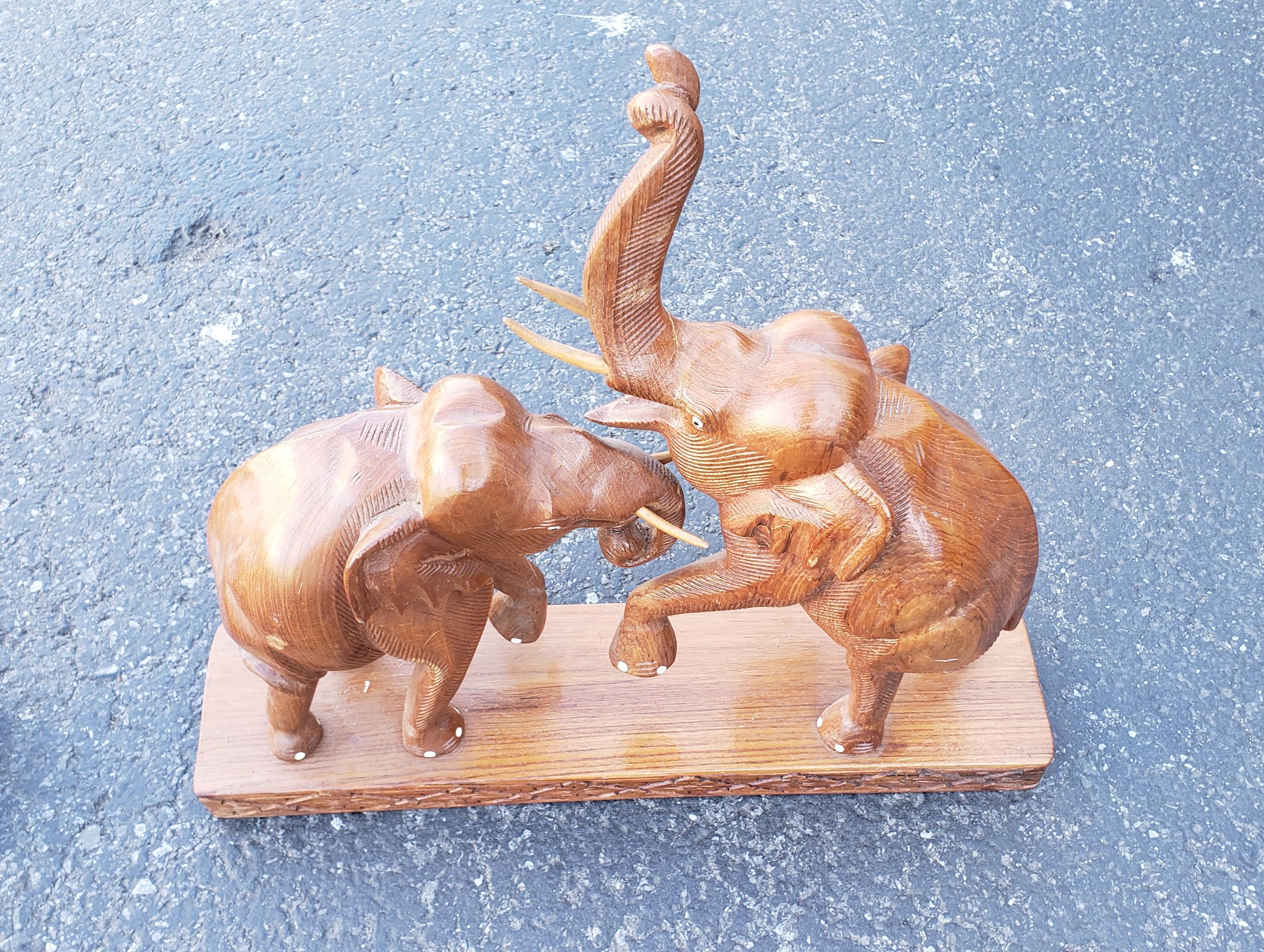 Handcrafted Fruitwood Elephant Figurals For Sale 3