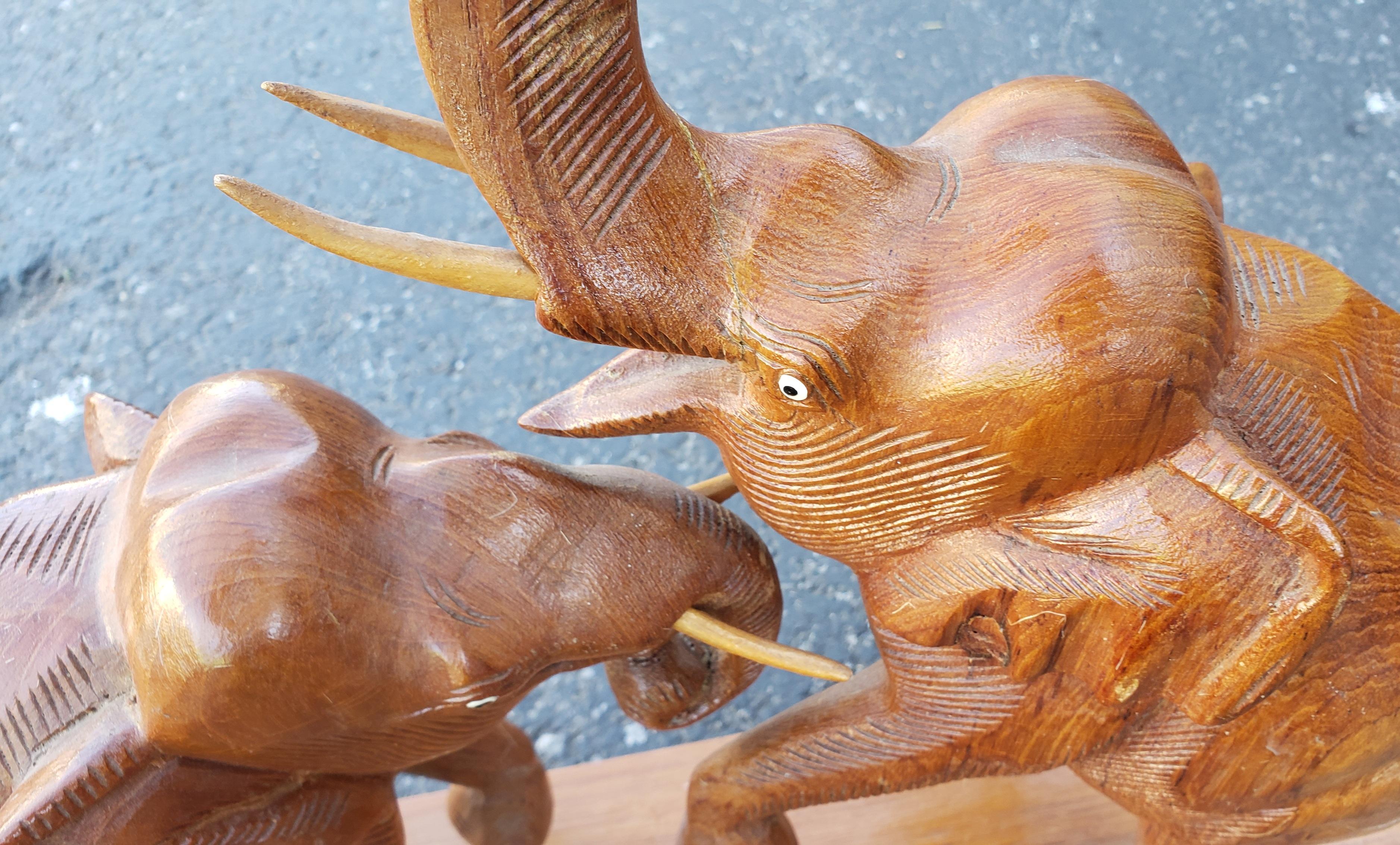 Hand-Carved Handcrafted Fruitwood Elephant Figurals For Sale