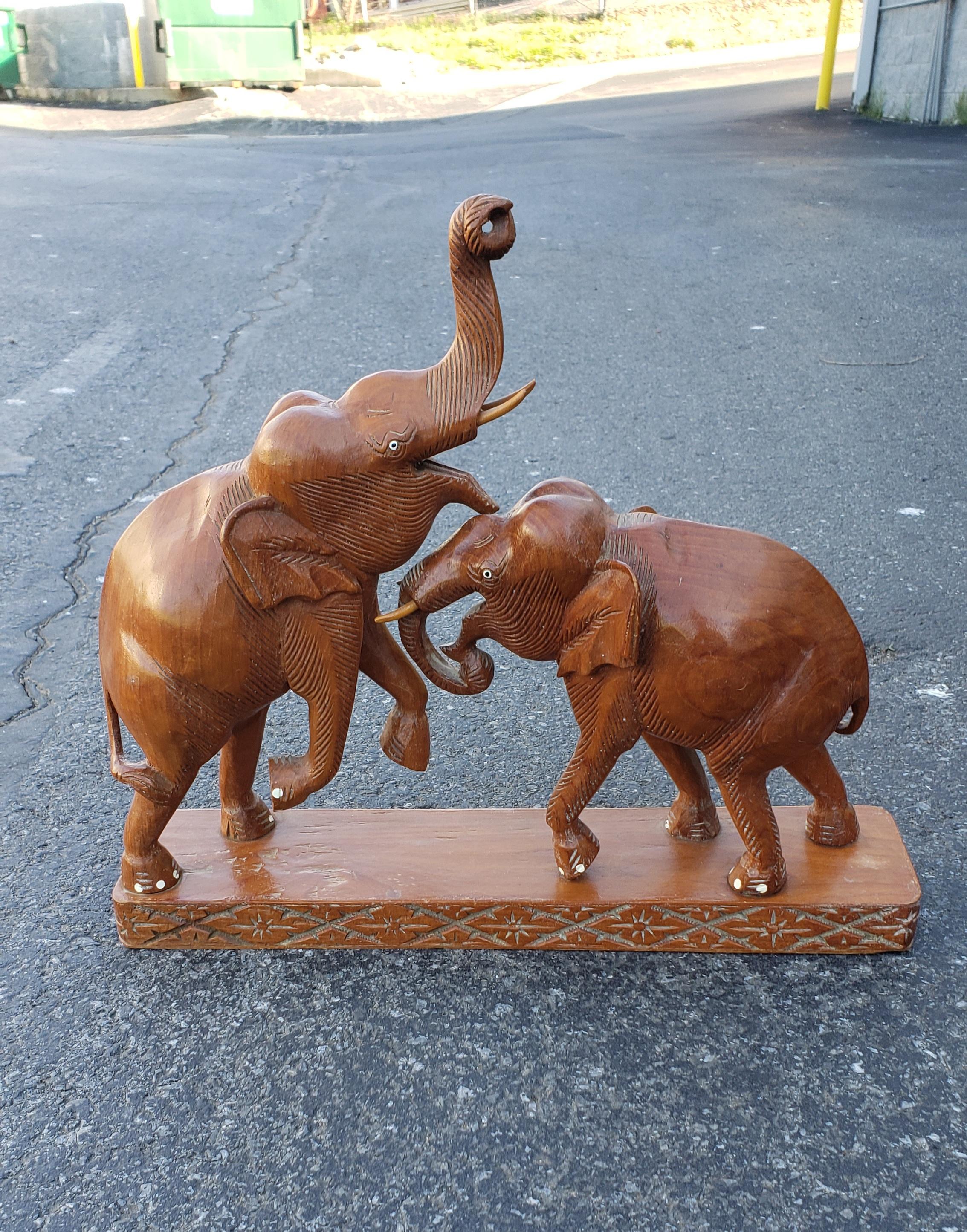 Handcrafted Fruitwood Elephant Figurals For Sale 1