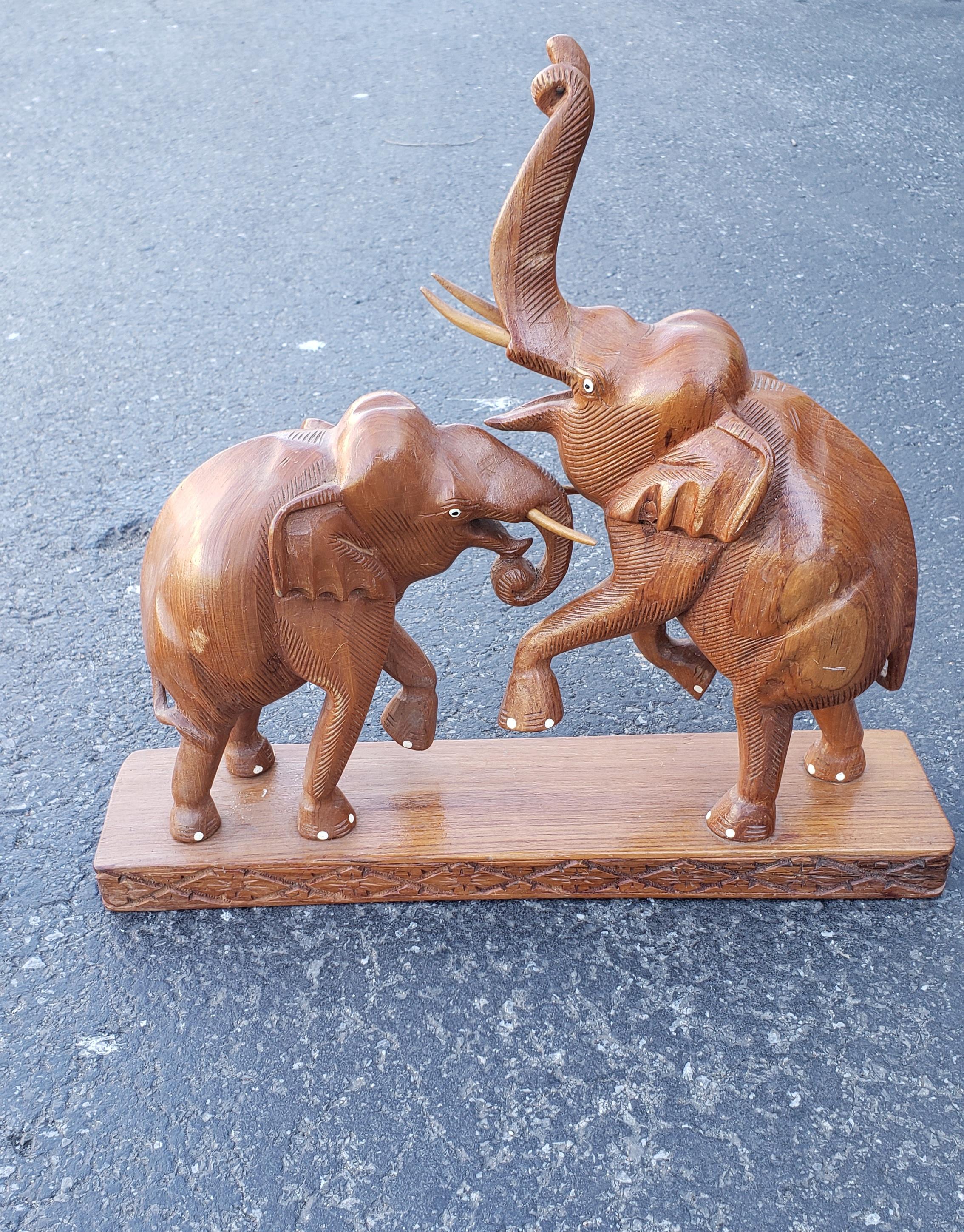 Handcrafted Fruitwood Elephant Figurals For Sale 2