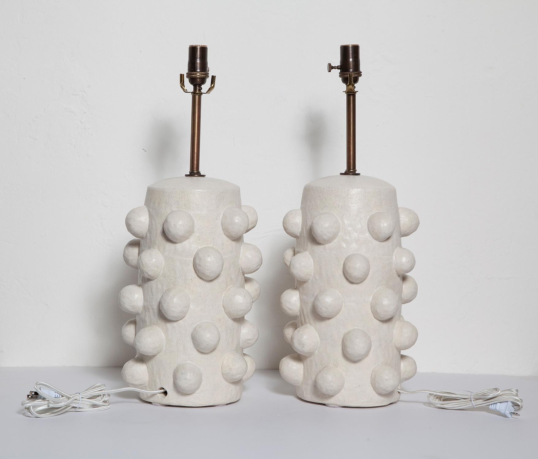 Organic Modern Handcrafted Glazed Stoneware Lamps by Priscilla Hollingsworth for Stripe
