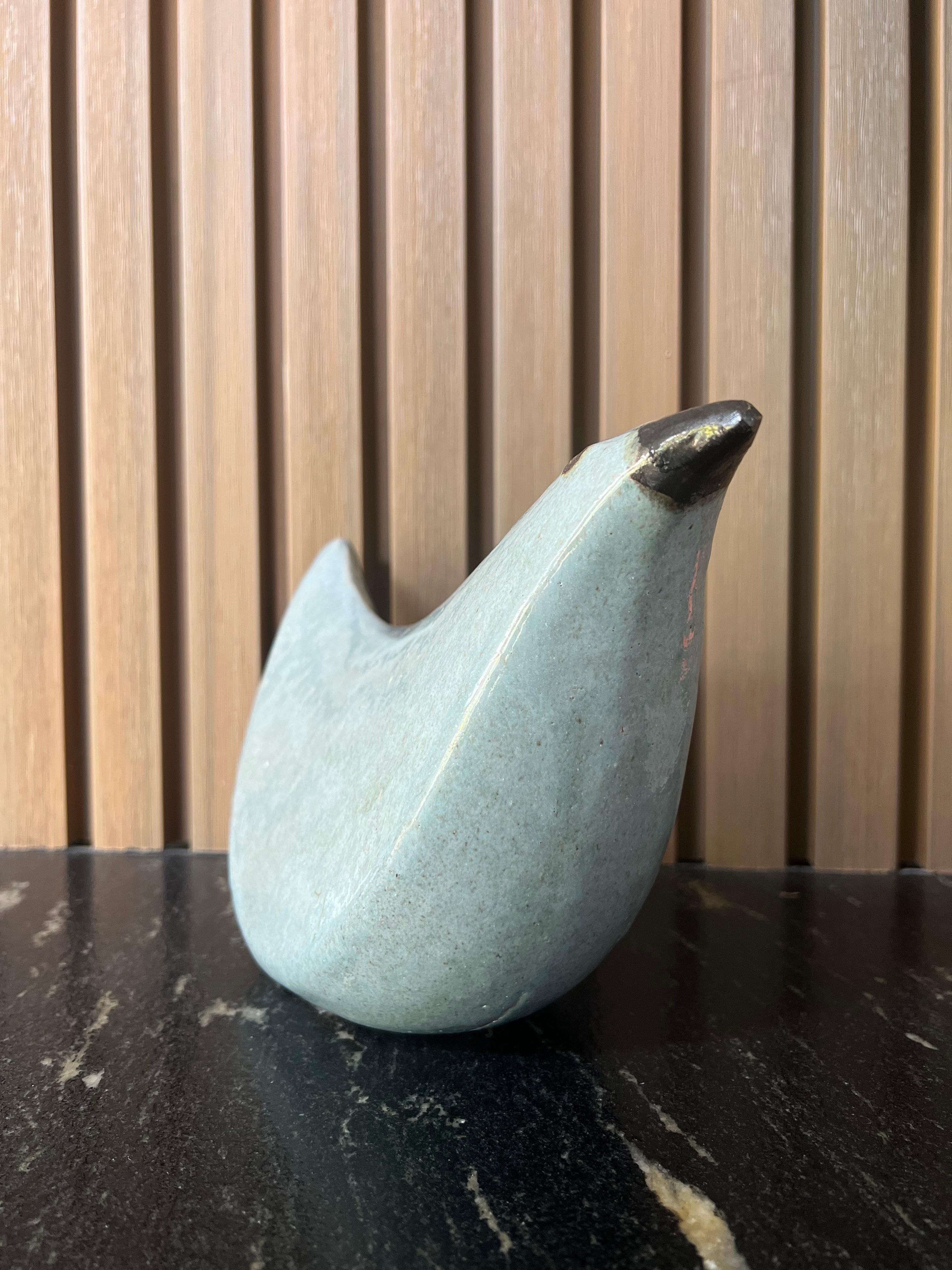 Mid-Century Modern Hand Crafted Glazed Terracotta Bird For Sale
