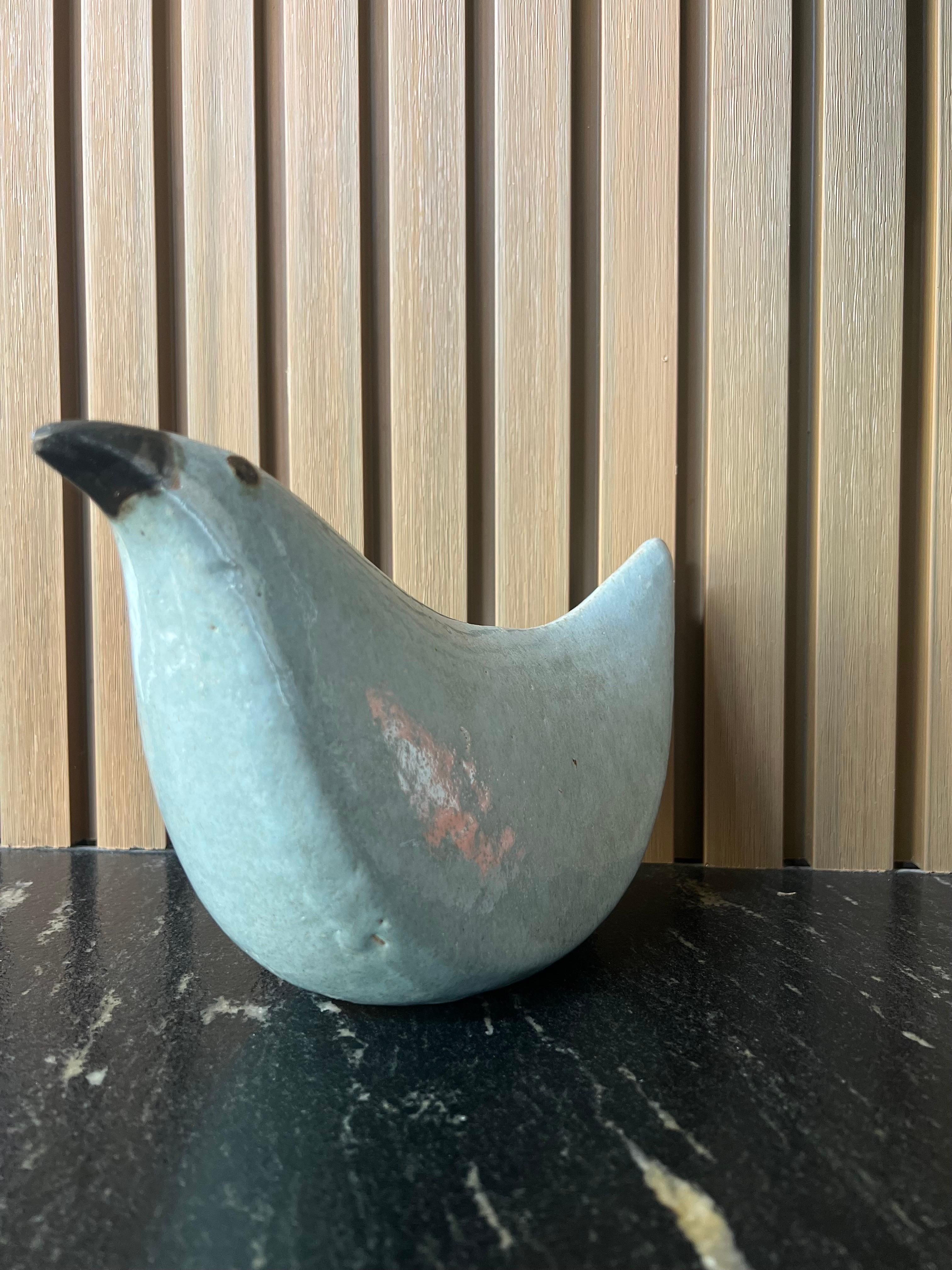 Late 20th Century Hand Crafted Glazed Terracotta Bird For Sale