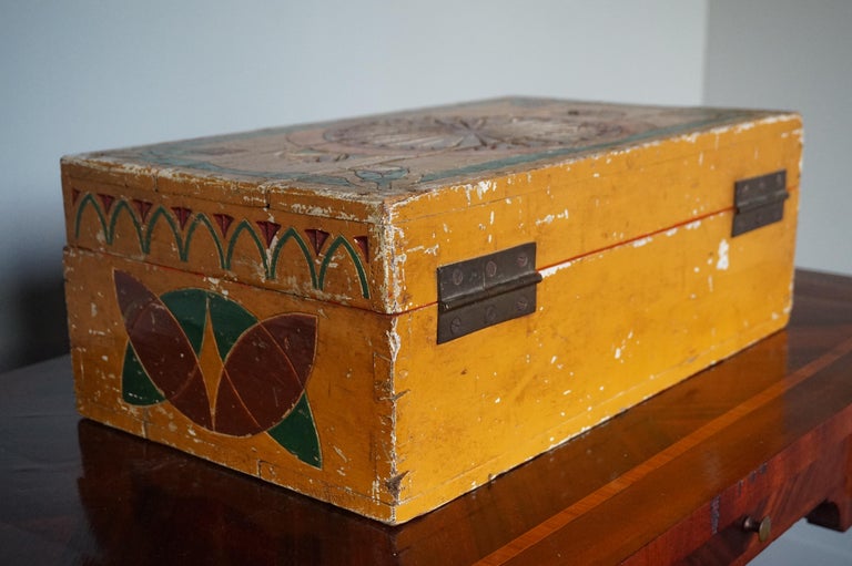 Hand-Crafted, Hand Carved and Hand Painted Arts and Crafts Box w ...