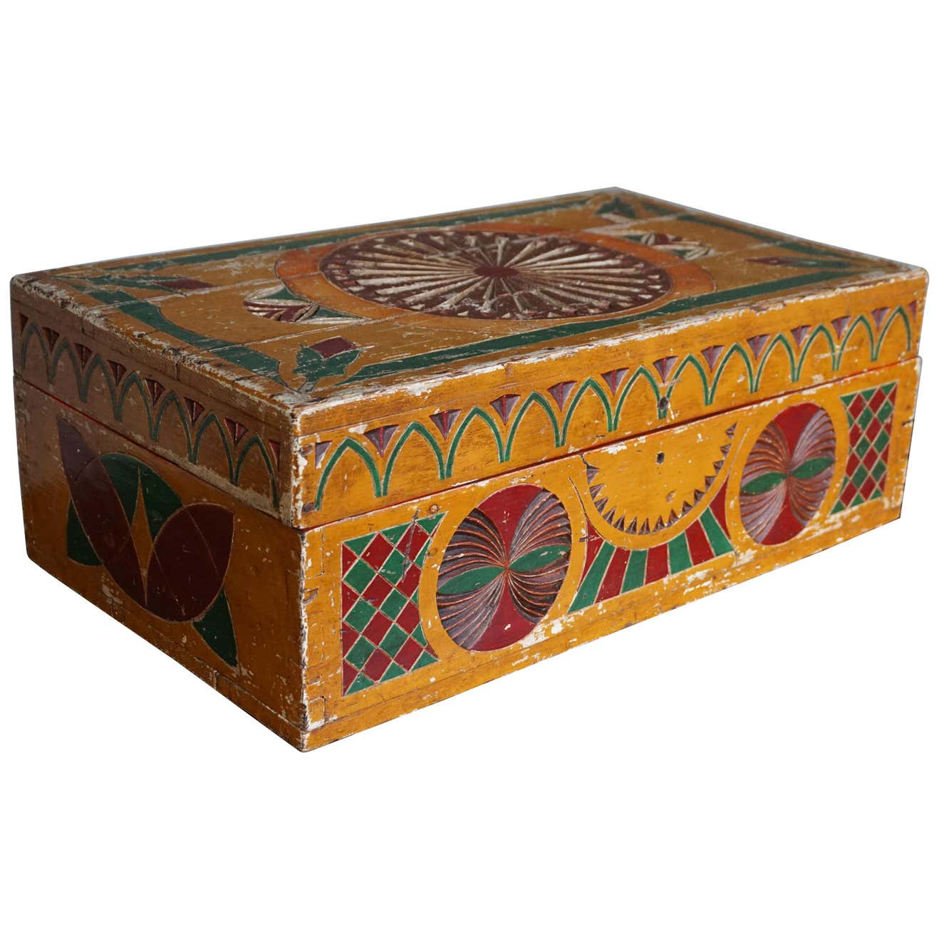 Hand-Crafted, Hand Carved and Hand Painted Arts and Crafts Box w ...