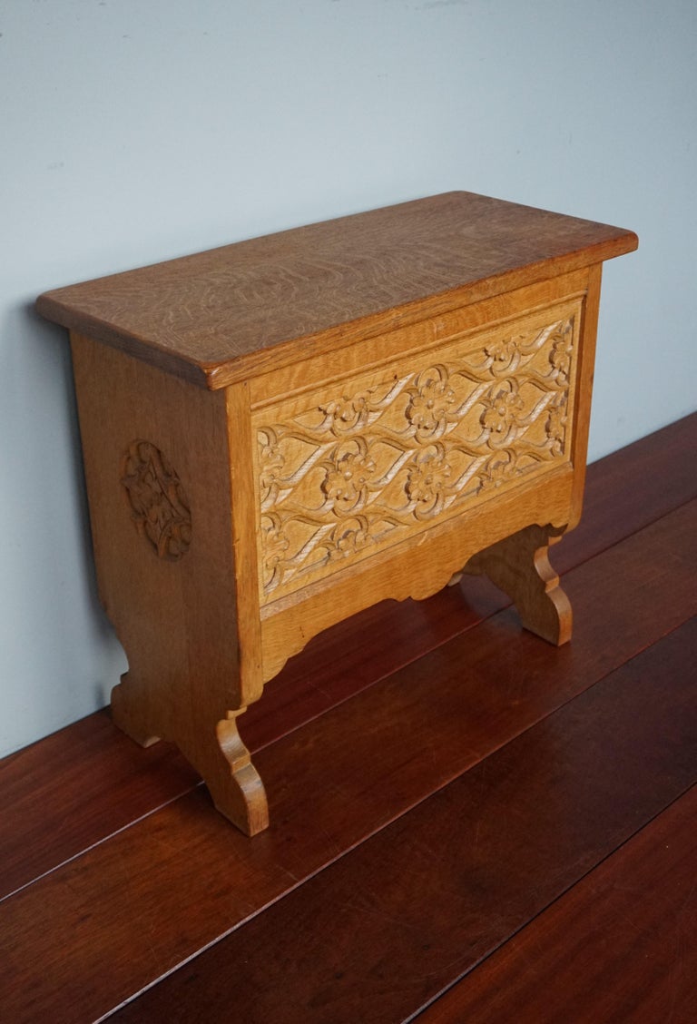 Handcrafted and Hand Carved Rare Gothic Revival Stool and Magazine ...