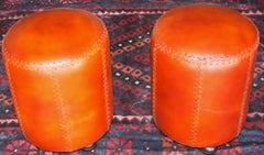 Handcrafted Hand Stitched High Quality Leather Stool for Upscale Penthouses