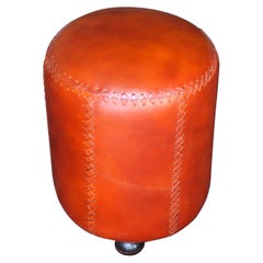 Handcrafted Hand Stitched High Quality Leather Stool for Upscale Penthouses