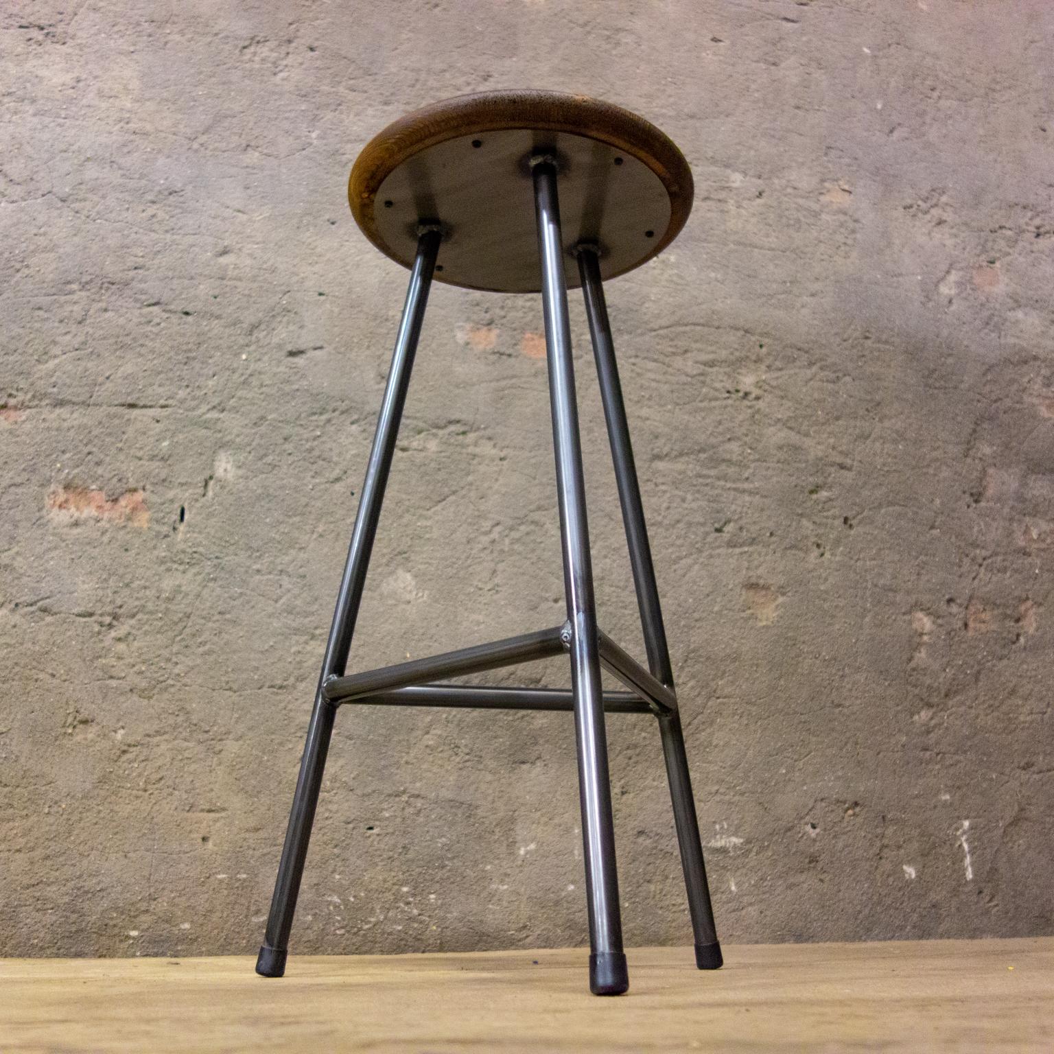 Handcrafted Industrial Bar Stools For Sale 6