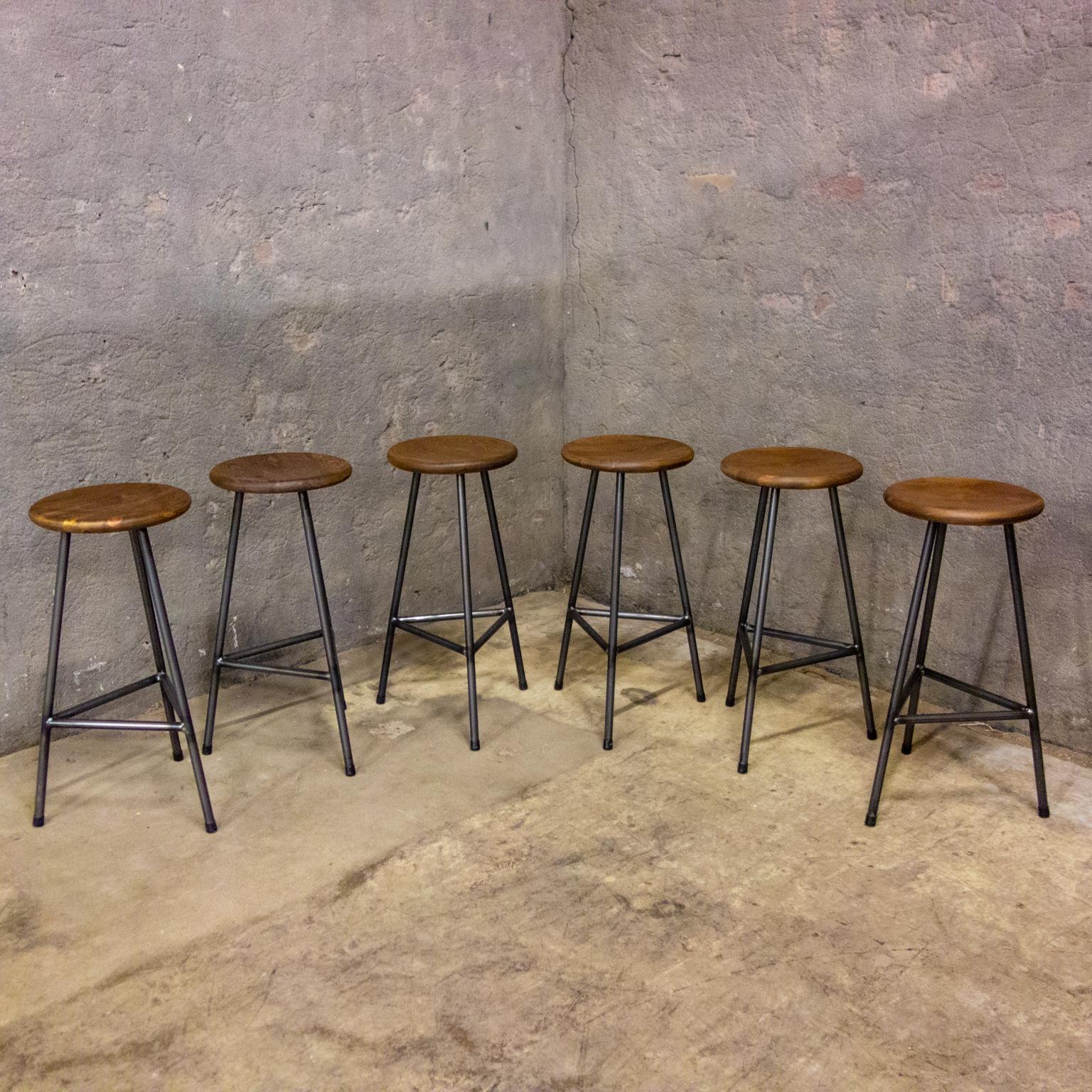 Handcrafted Industrial Bar Stools For Sale 9