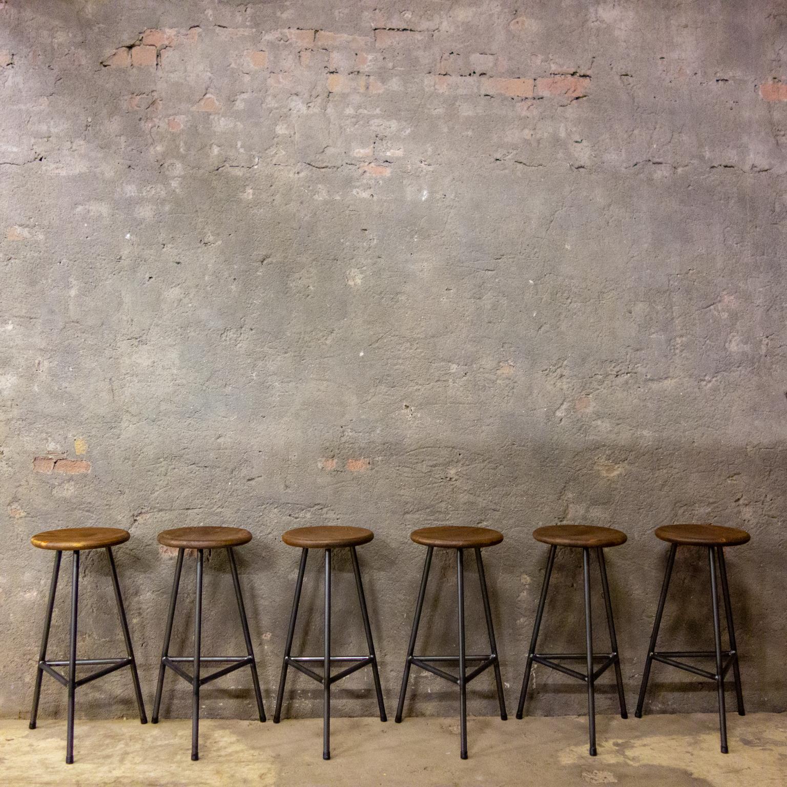 Handcrafted Industrial Bar Stools For Sale 10