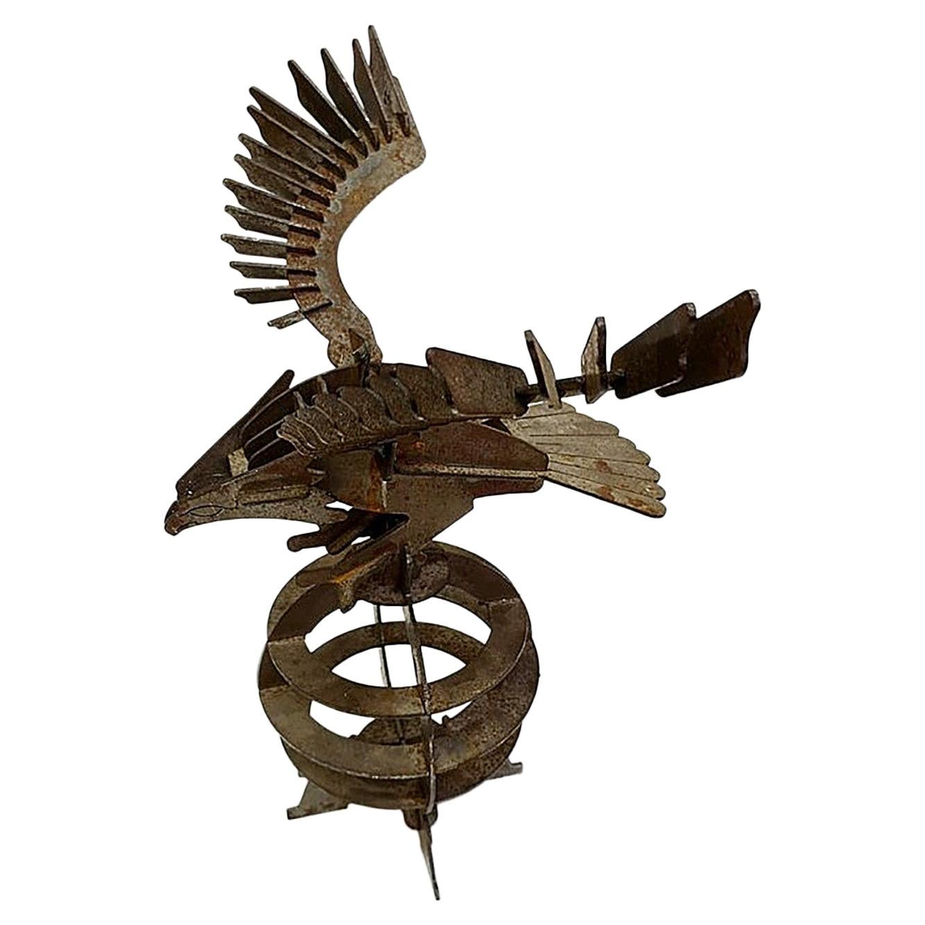 Handcrafted Iron Eagle Sculpture, 1970s at 1stDibs