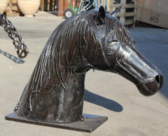 Hand Crafted Iron Horse Head with a Polished Shiny Finish