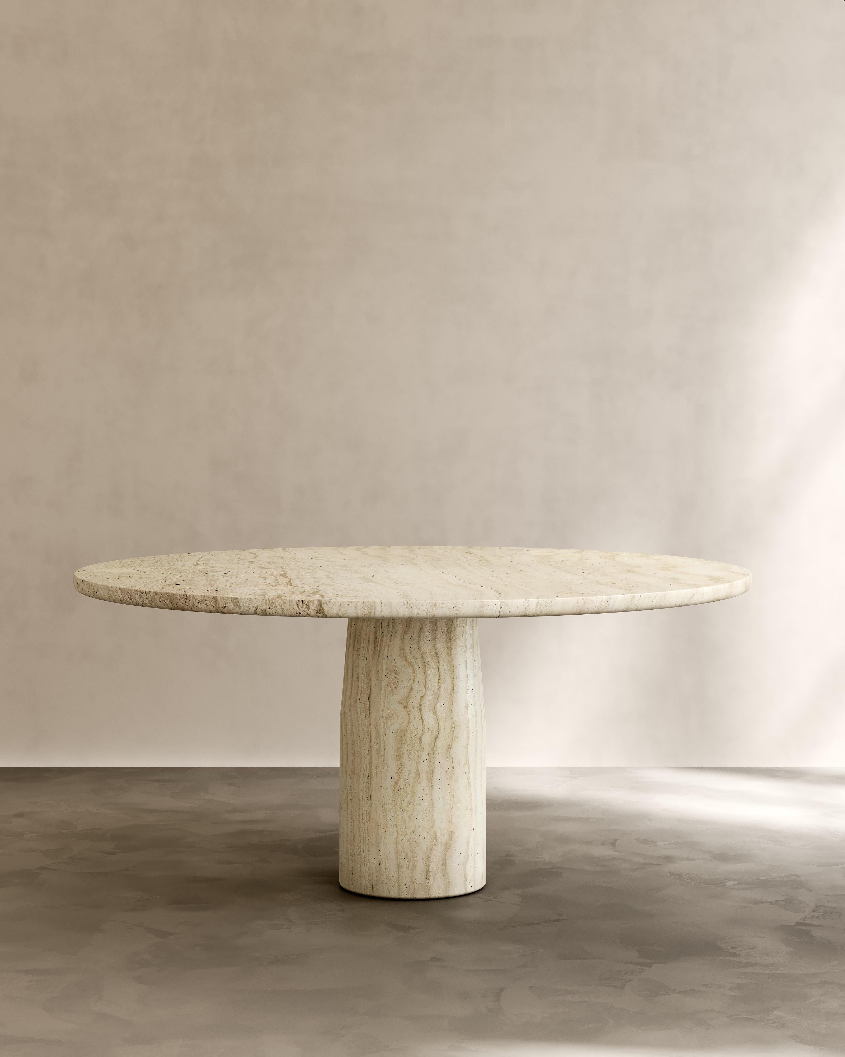 Moderne Table de salle à manger Isola III en marbre Arabescato faite à la main par Paloma Editions en vente