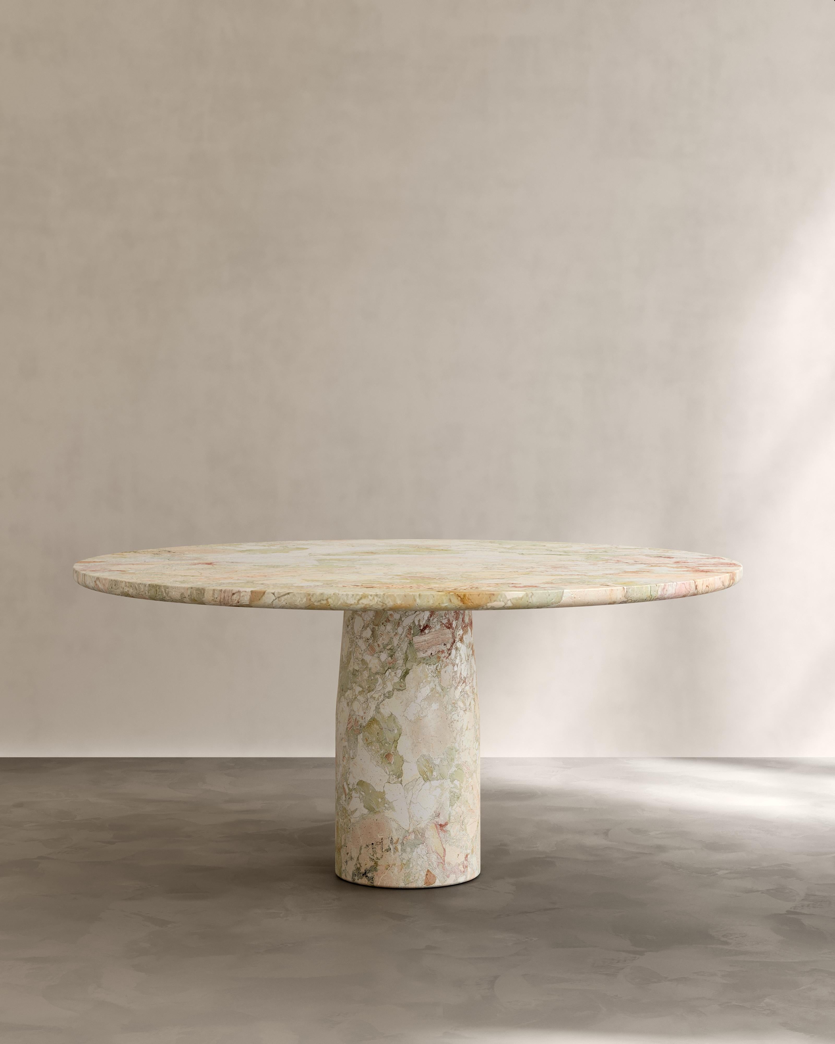 Table de salle à manger Isola III en marbre Arabescato faite à la main par Paloma Editions Neuf - En vente à Geneve, CH