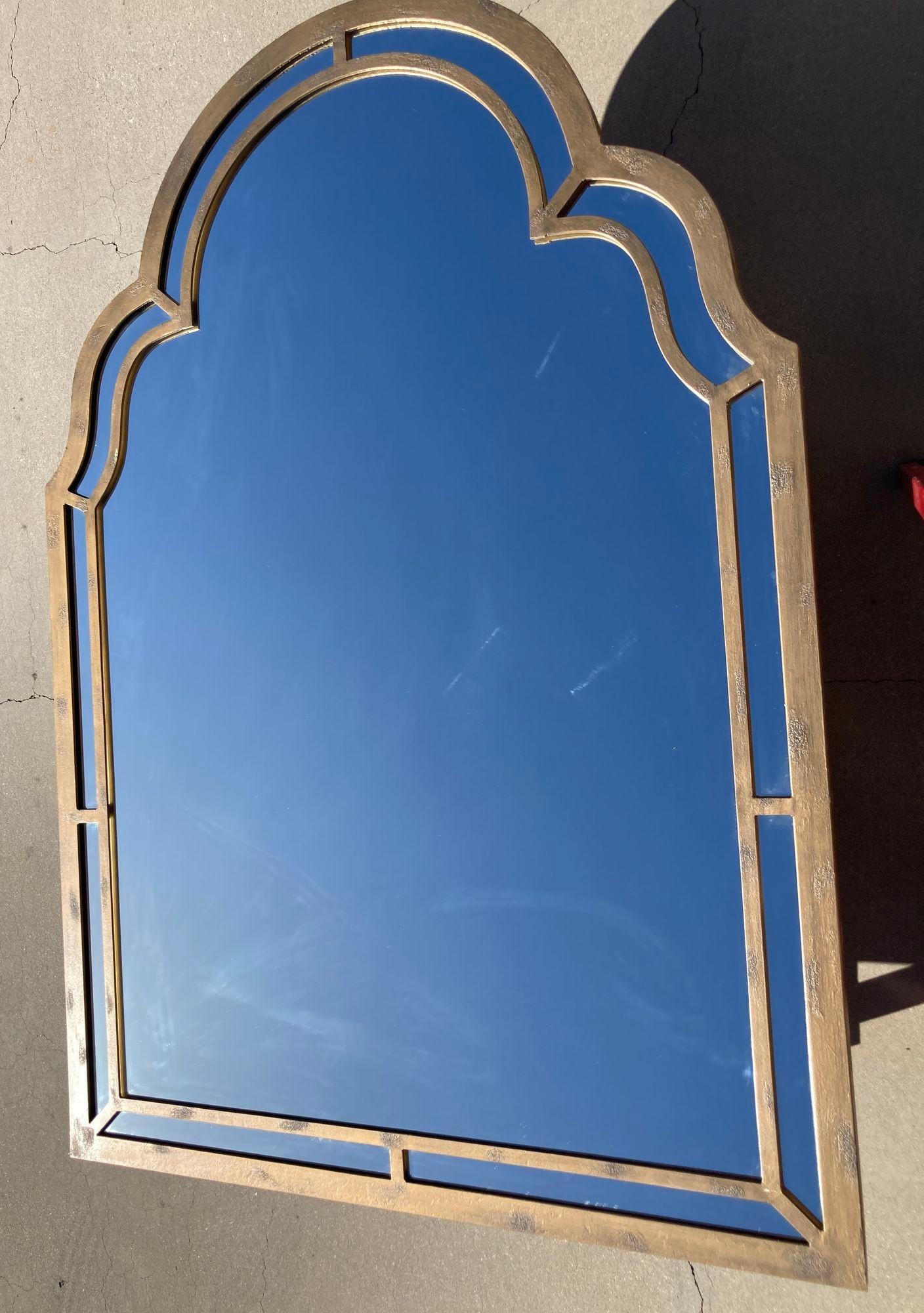 Hand-crafted Large Forged Wrought Iron Floor Mirror 6ft 8 In Good Condition For Sale In North Hollywood, CA