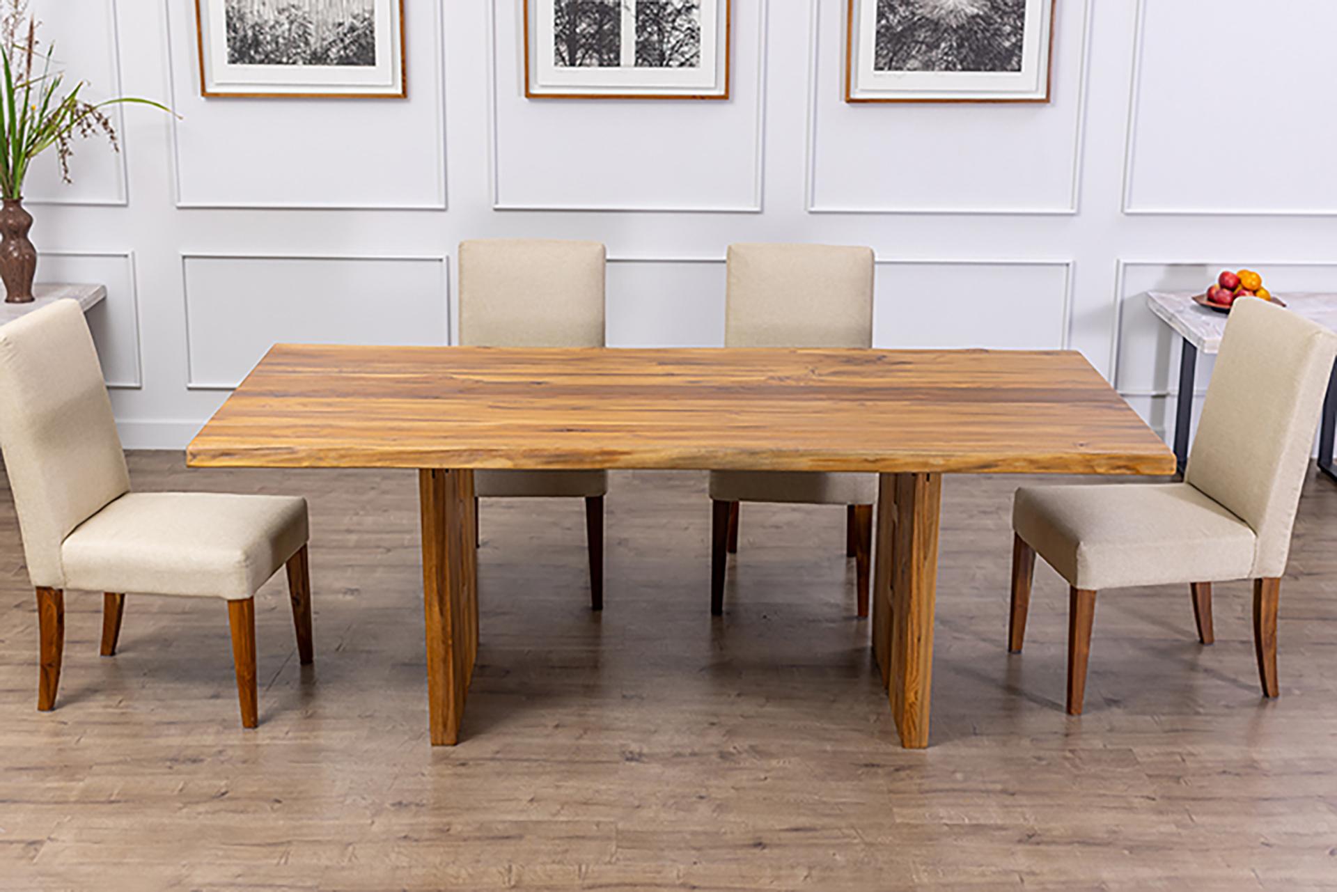 Hand Crafted Live Edge Teak Smooth Natural Dining/Conference Table In New Condition For Sale In Boulder, CO