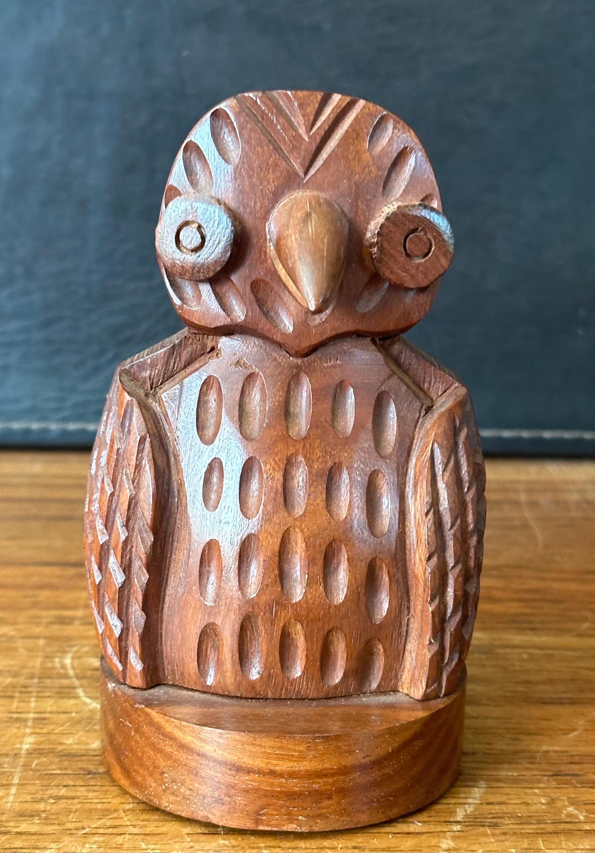 Hand Crafted Mahogany Wood Owl Letter Holder / Sculpture For Sale 6