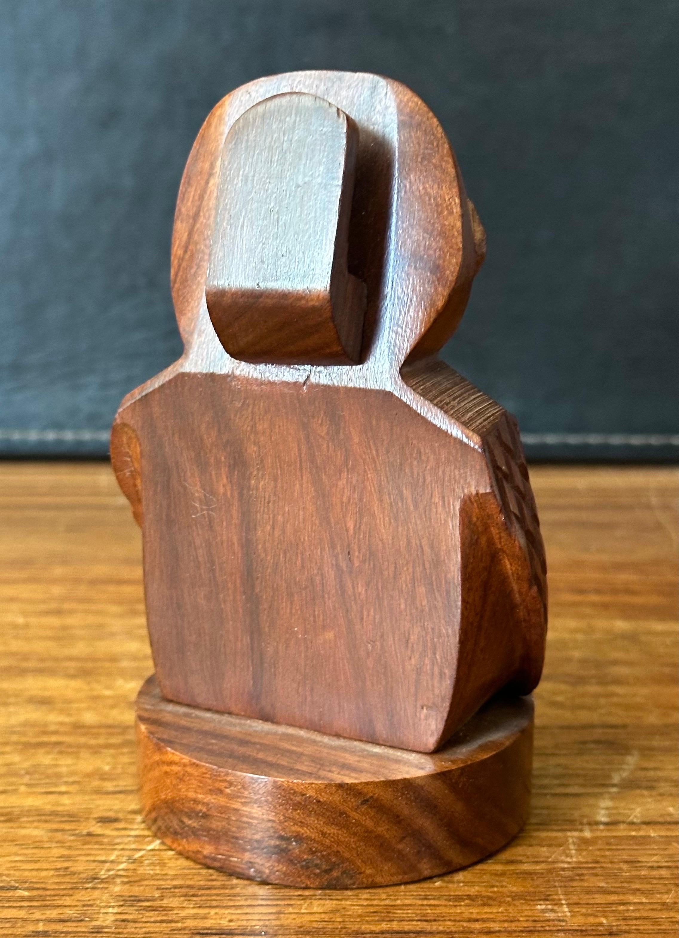 Hand Crafted Mahogany Wood Owl Letter Holder / Sculpture For Sale 1