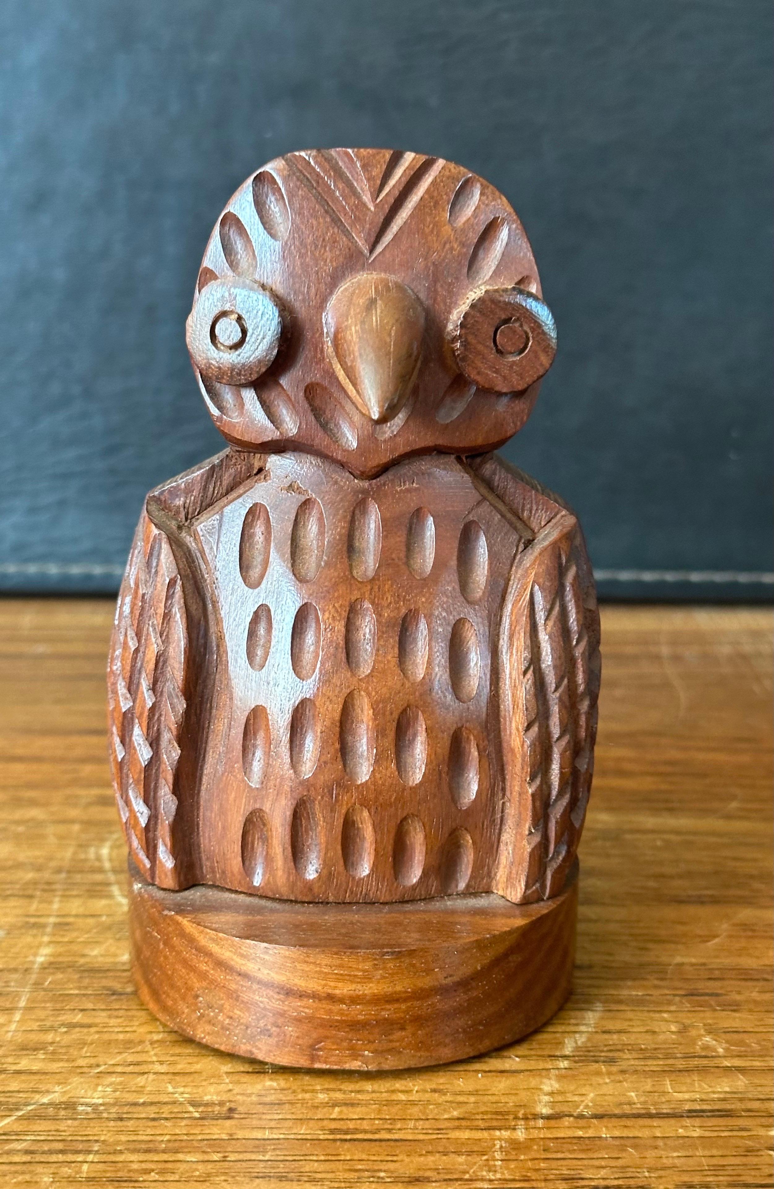 Hand Crafted Mahogany Wood Owl Letter Holder / Sculpture For Sale 4