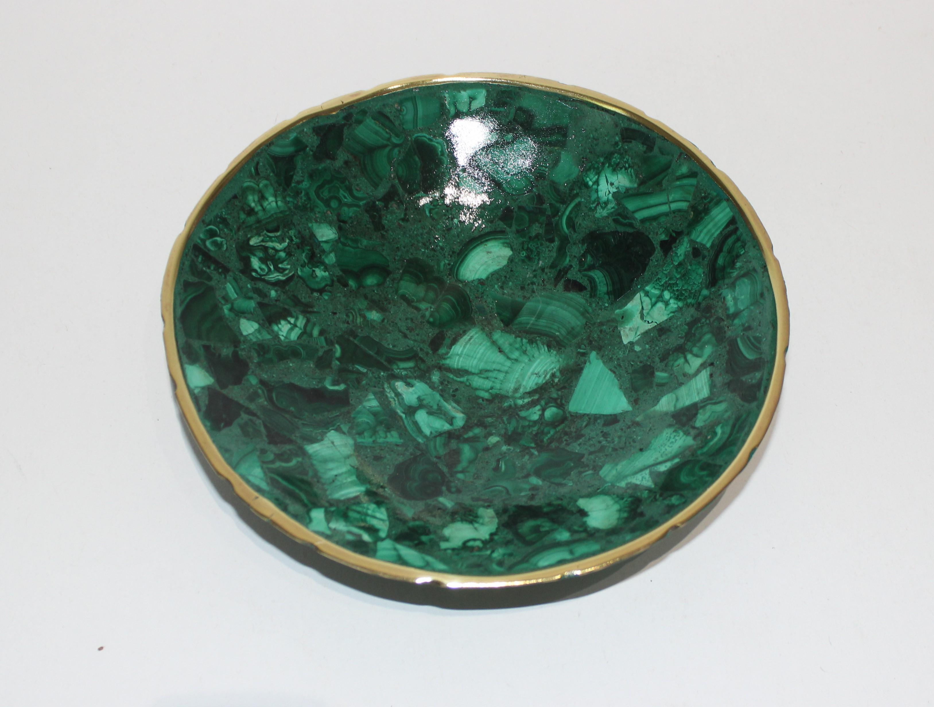 Carved Handcrafted Malachite Bowl