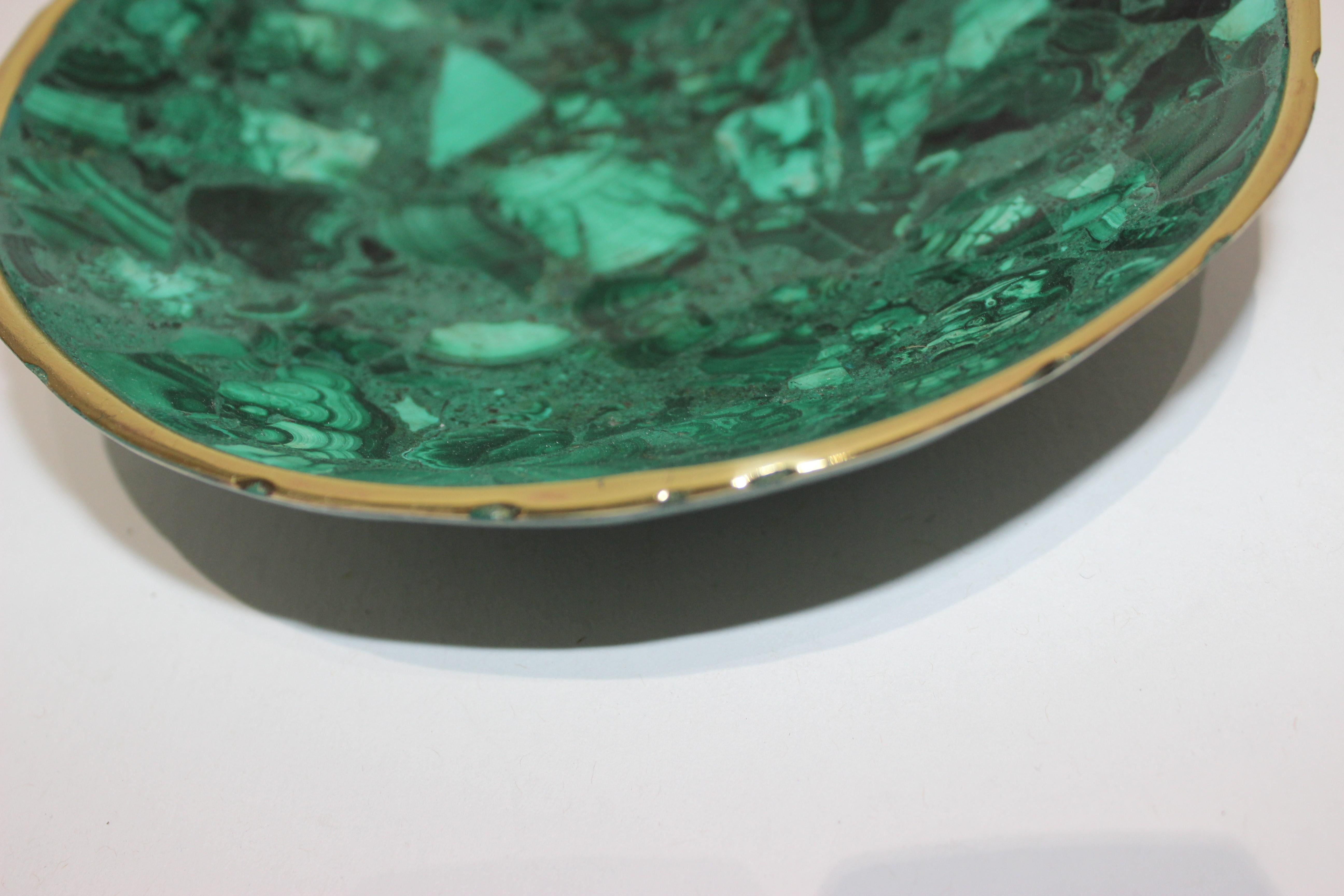 Brass Handcrafted Malachite Bowl